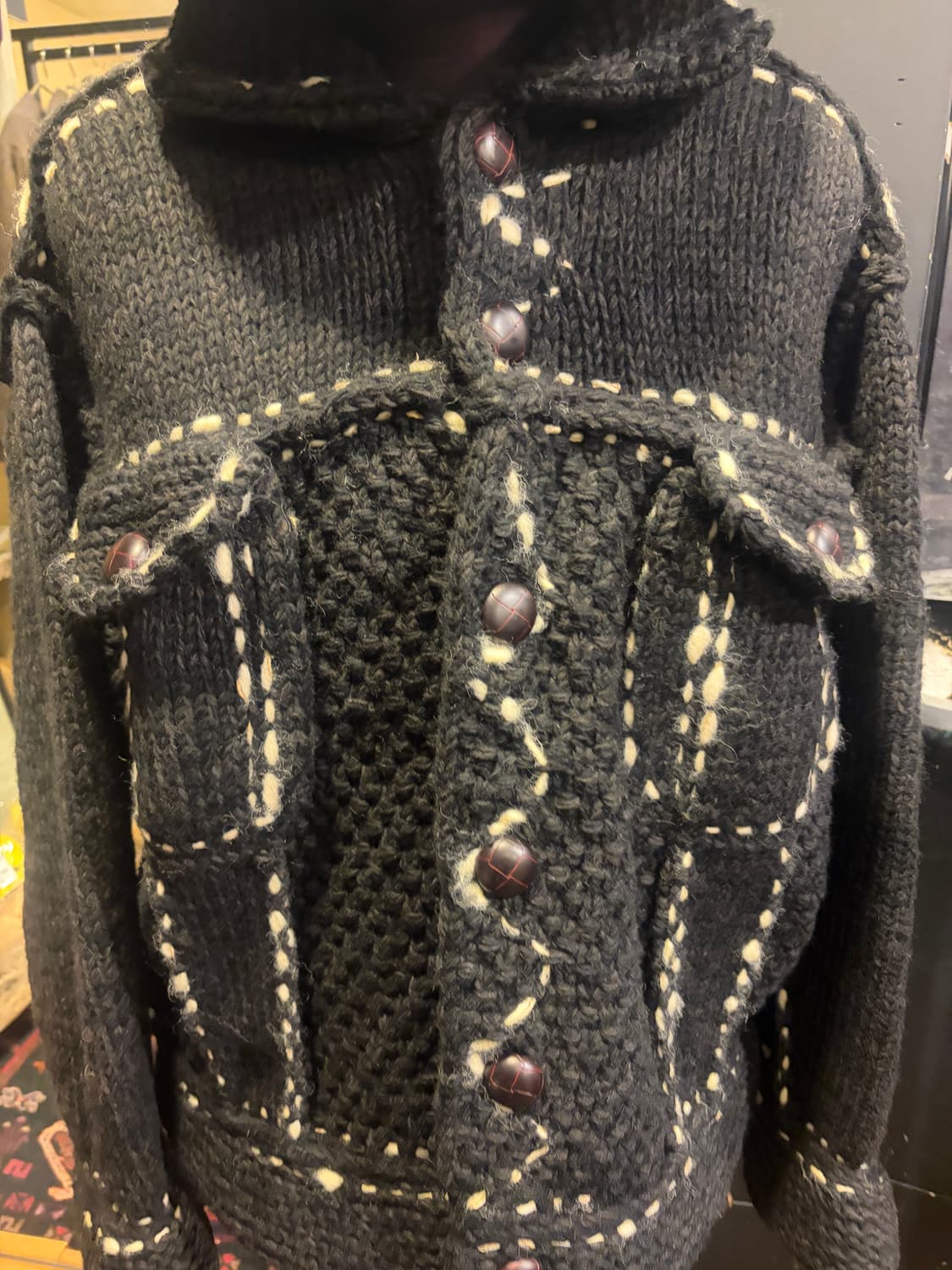 캐피탈 울 핸드 니트 코위찬 G 진 블랙 상품이미지2