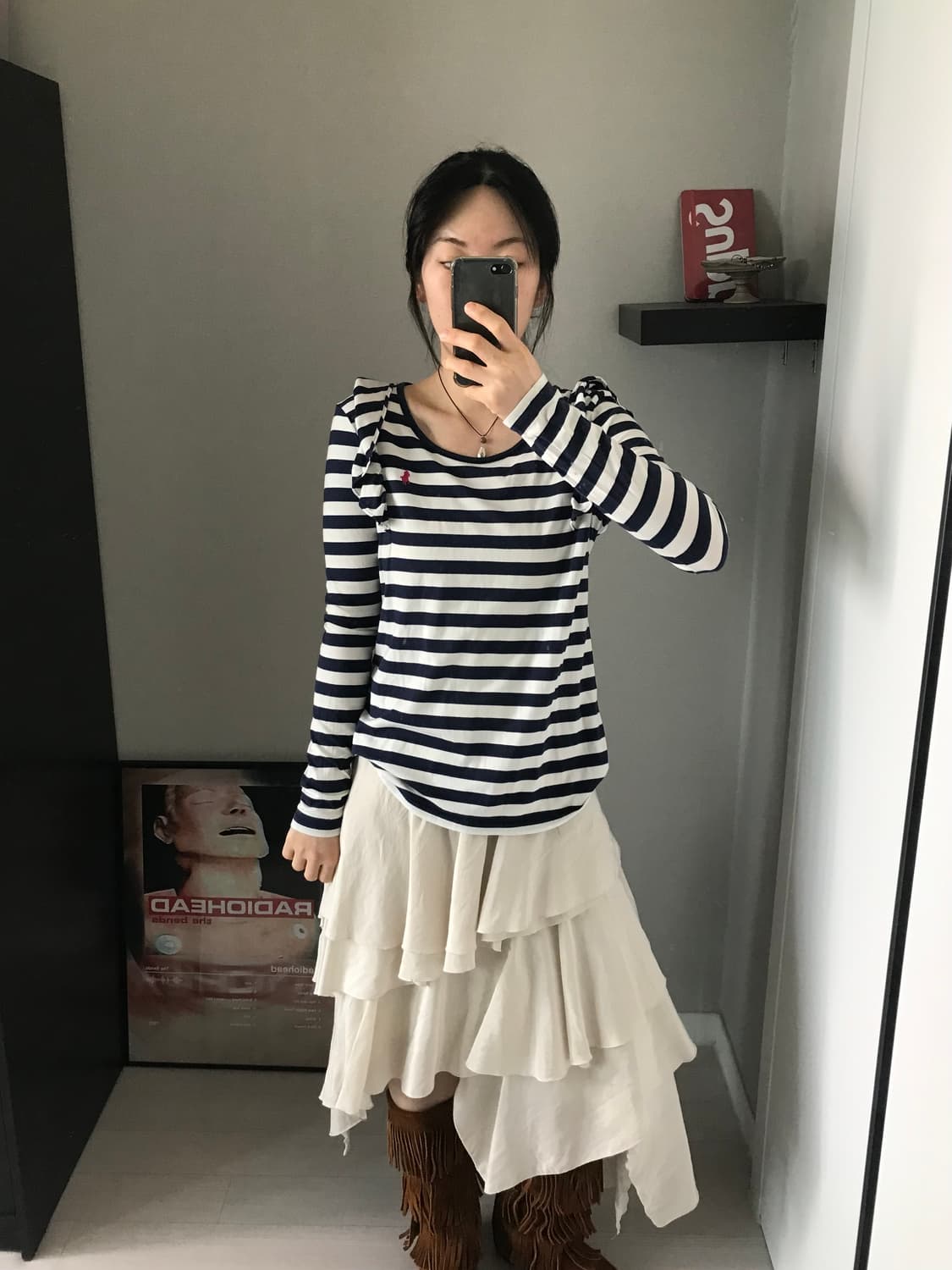 폴로 랄프로렌 포니로고 스트라이프 프릴 긴팔 롱슬리브티 상품이미지3