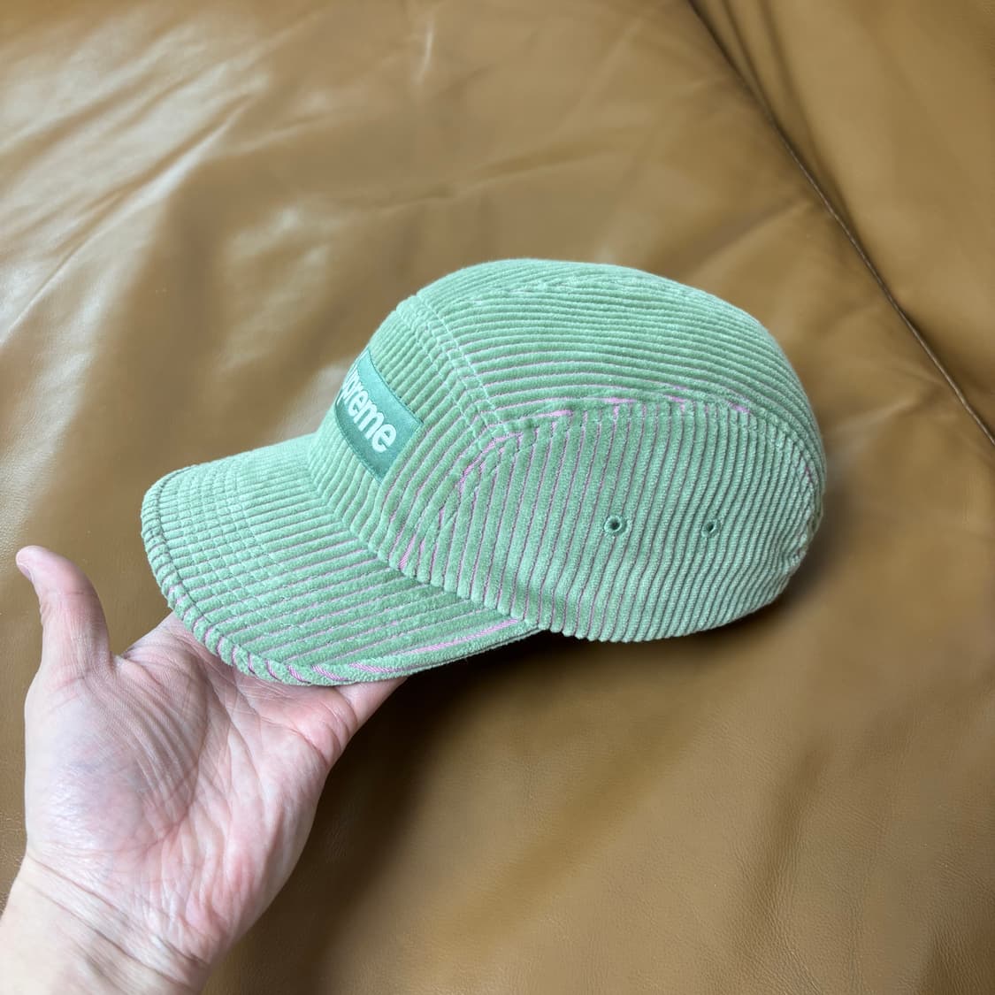 슈프림 캠프캡 모자 박스로고 23ss 코듀로이 투톤 그린 상품이미지5