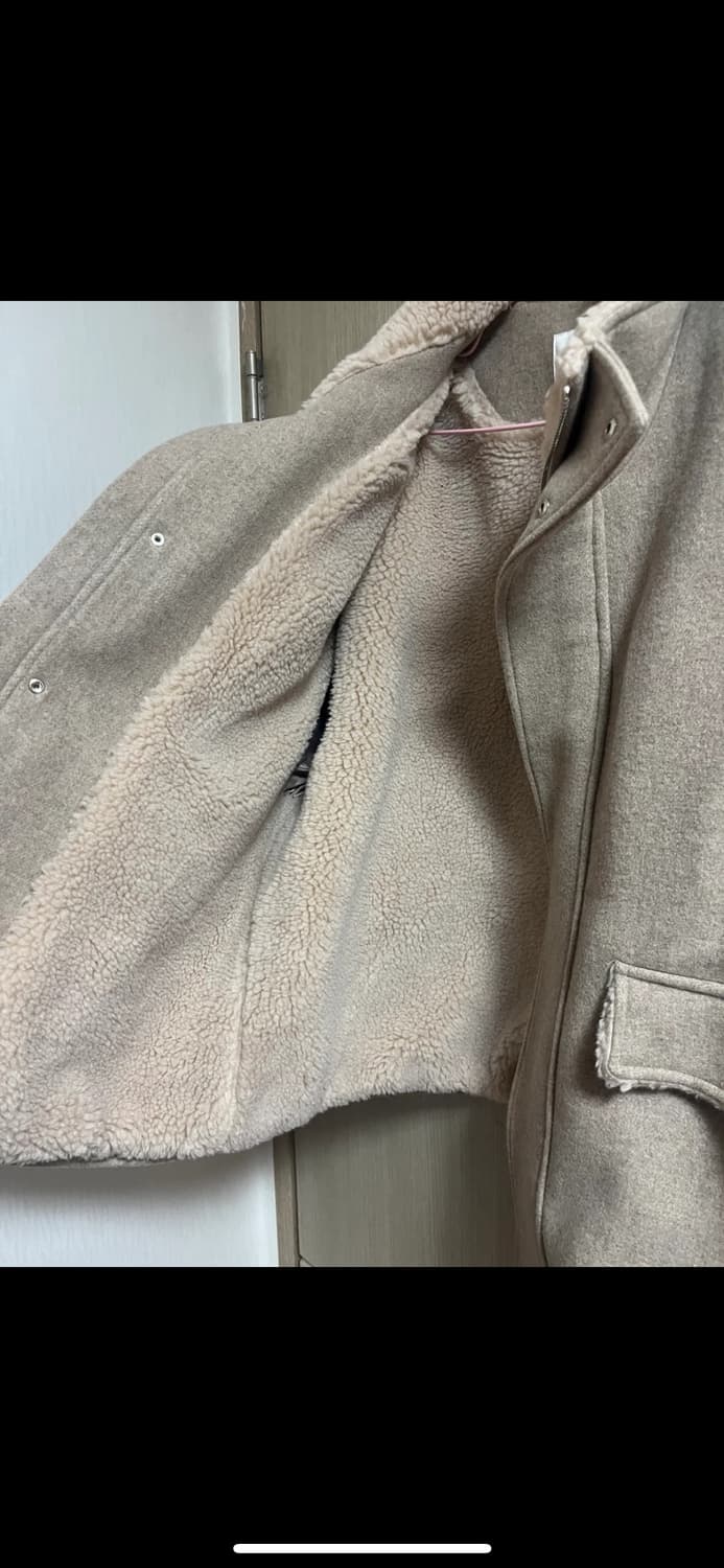 LEARVE 르아브 오버핏 무스탕 하프 코트 M 오트밀 상품이미지4