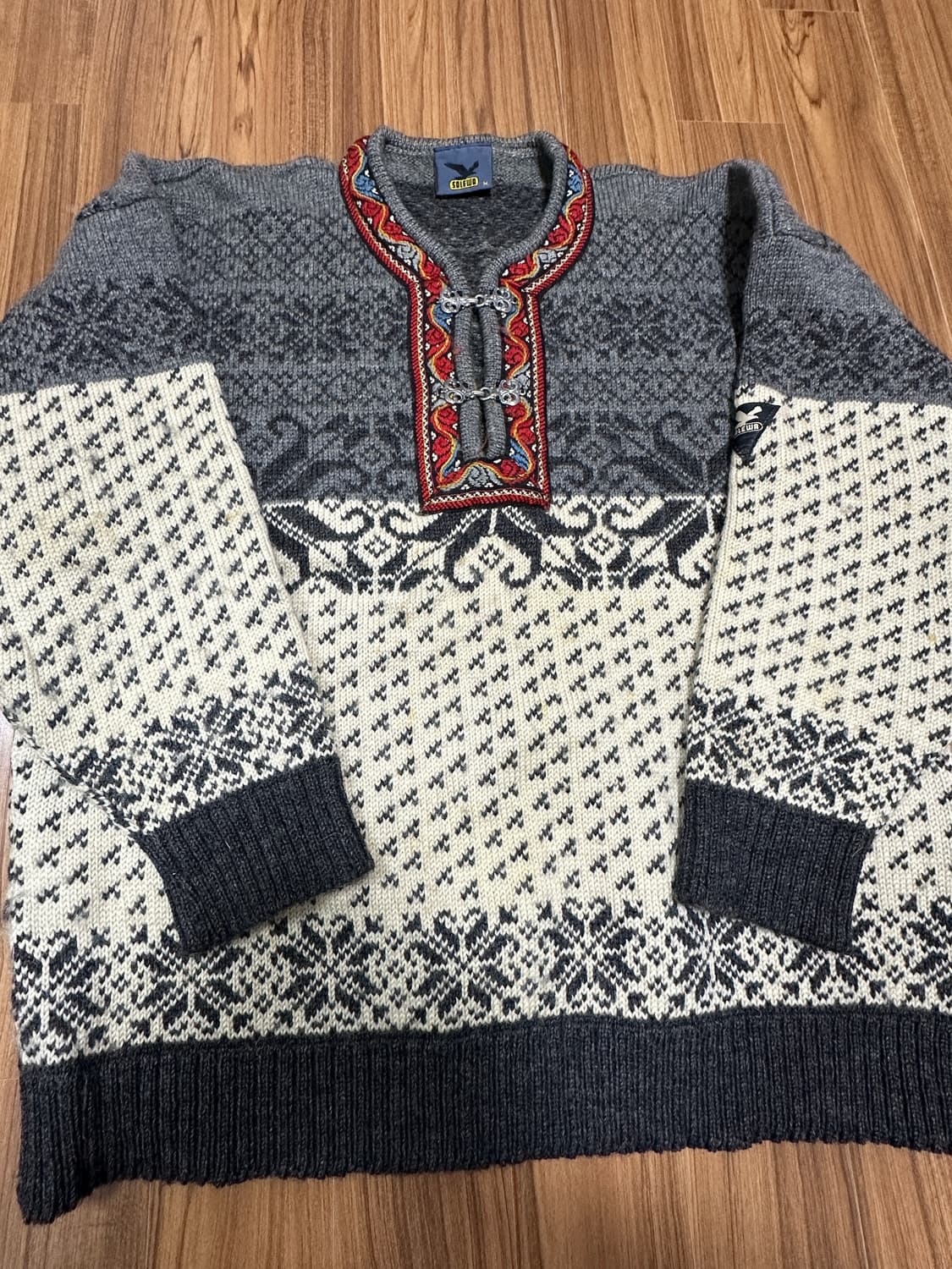 노르웨이산 빈티지 헤비울 노르딕 니트 스웨터 M 상품이미지9