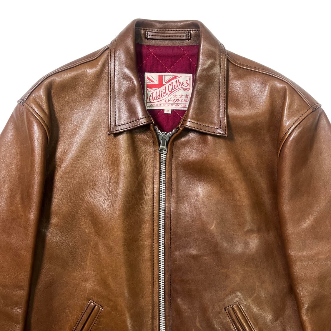 어딕트클로즈 ad-01 싱글 레더 자켓 호스하이드 브라운 (40) 상품이미지3