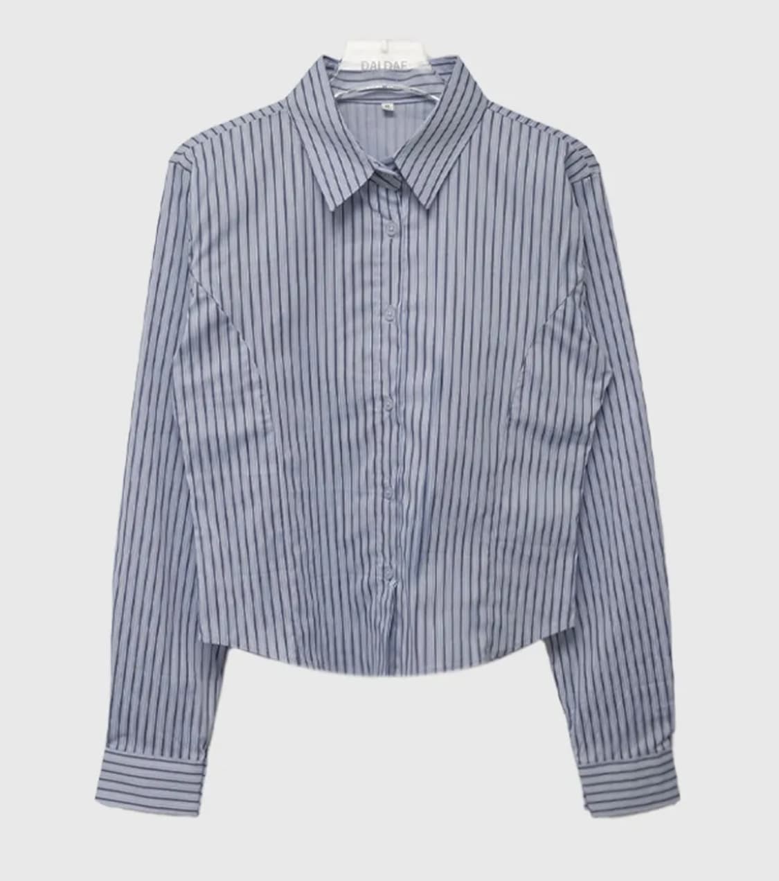 스트라이프 라인 세미크롭 슬림핏 긴팔 셔츠 그레이 상품이미지2