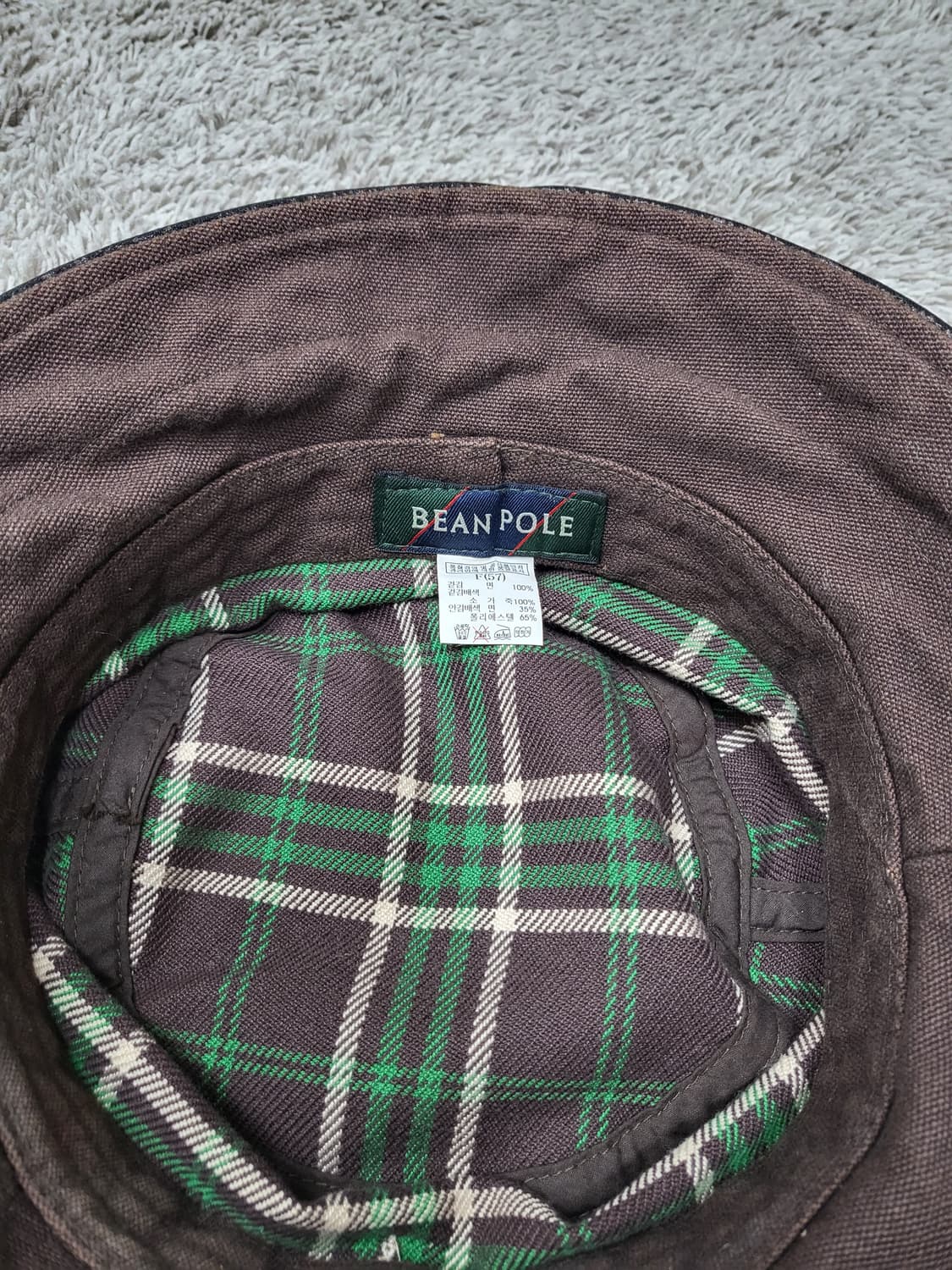 빈폴 체크 버킷햇 브라운 57 새제품급 상품이미지7