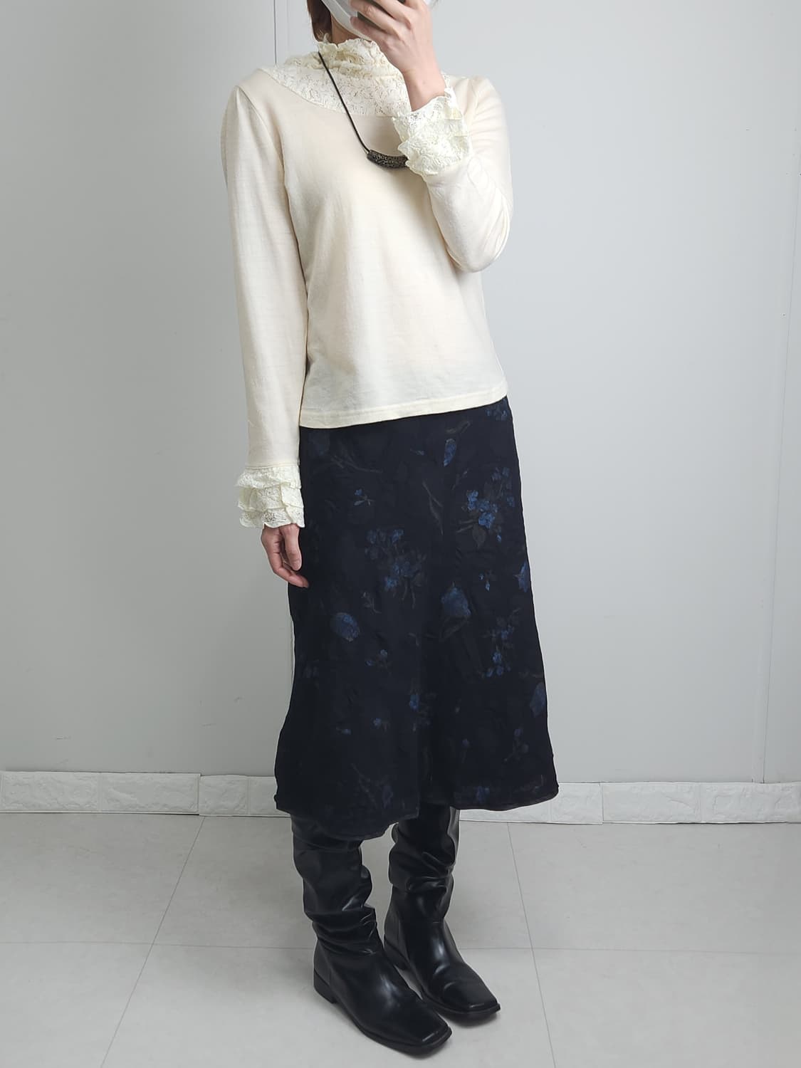 플로럴 울 스커트 상품이미지3