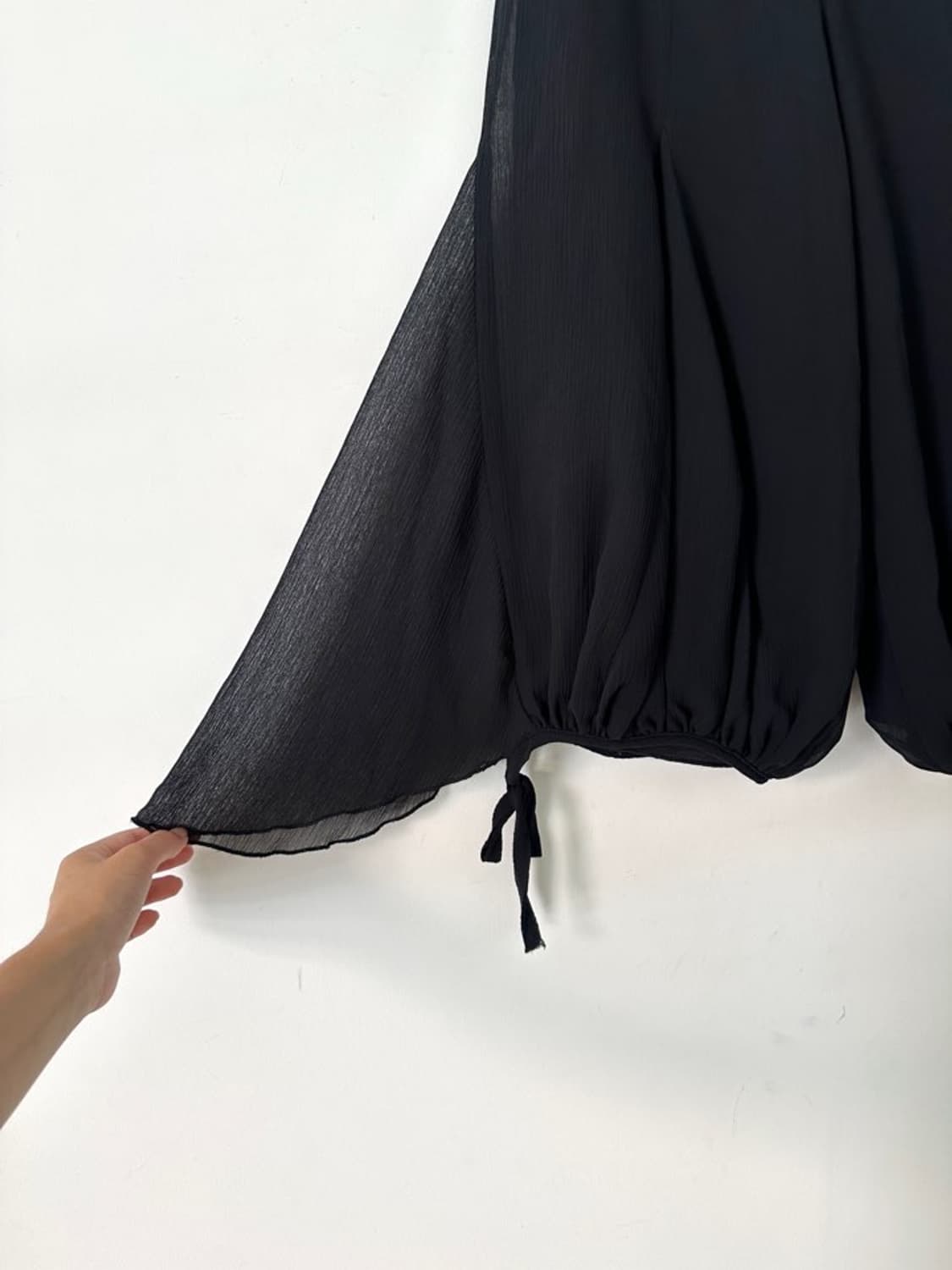 Magical ruffle ribbon crop pants / black 상품이미지4