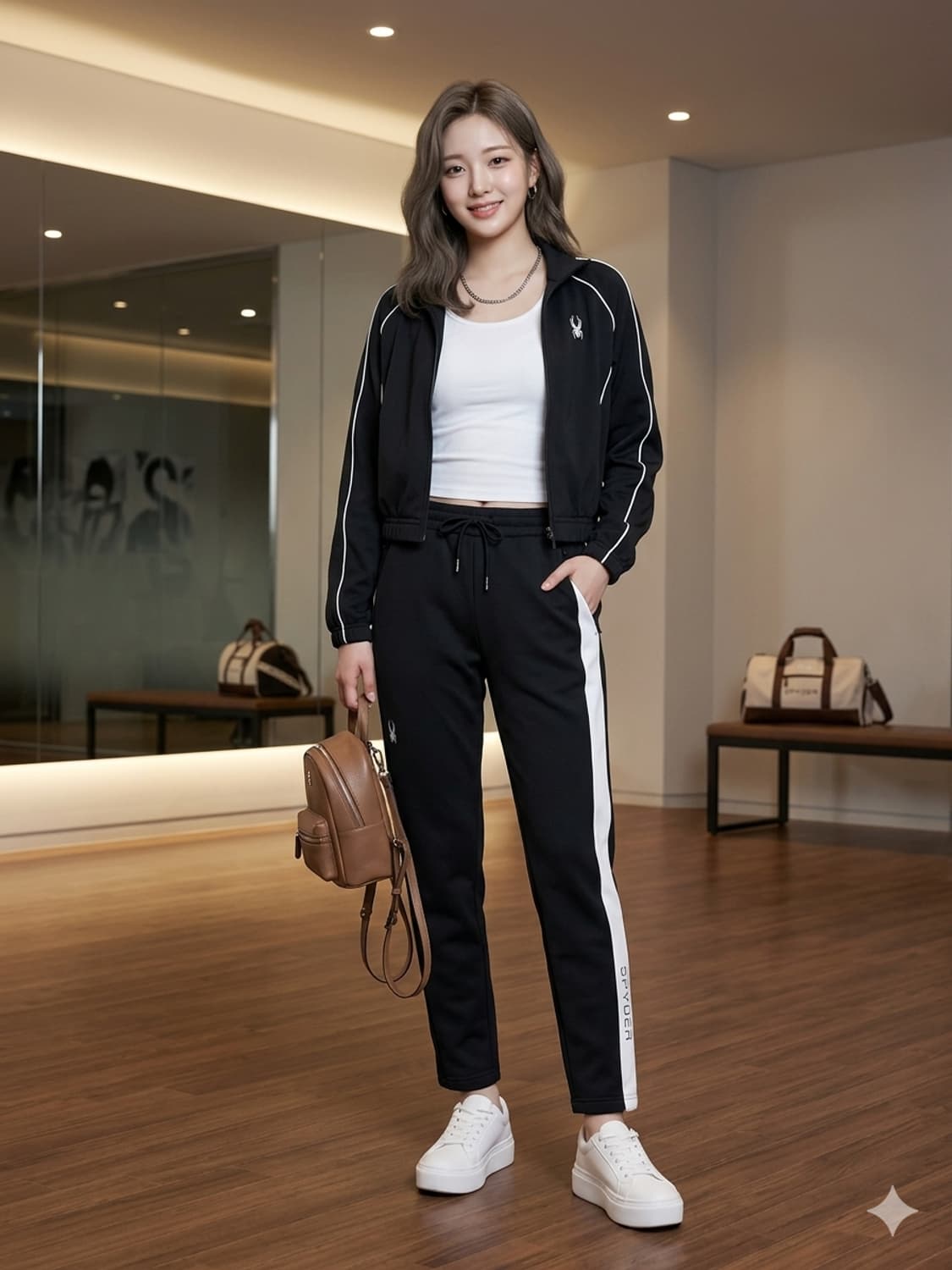 스파이더(SPYDER) 여성 기모 트레이닝 팬츠 블랙 상품이미지1