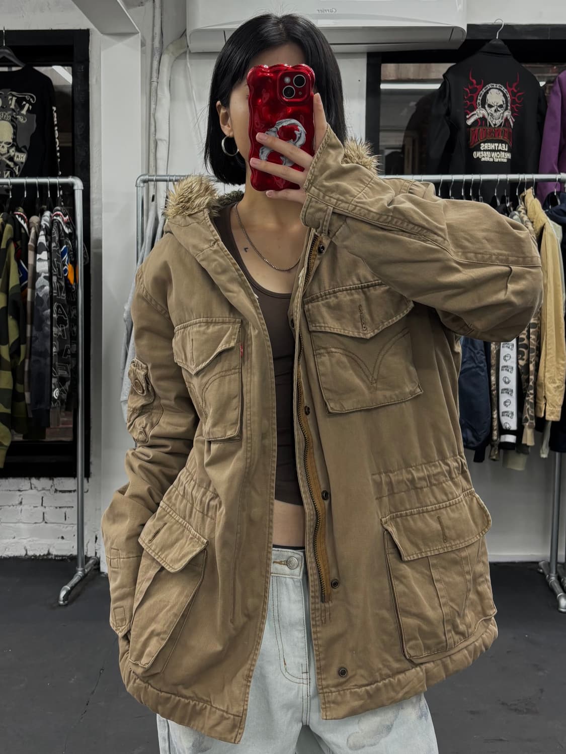 리바이스 퍼후드 베이지 야상자켓 상품이미지1