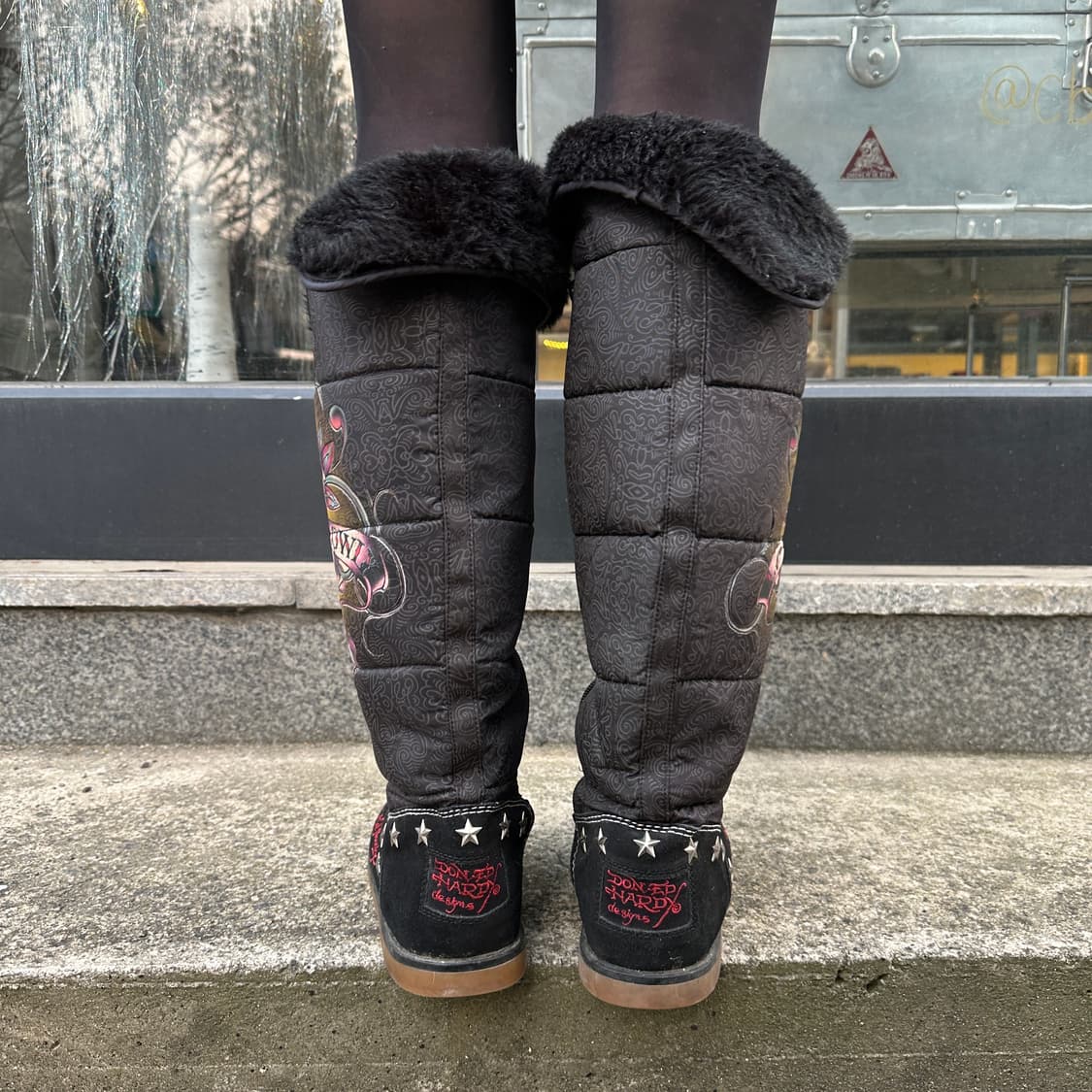 00s 레어 에드하디 스웨이드 니하이 타투 부츠 상품이미지10