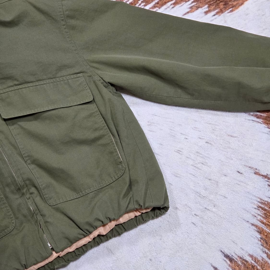 빈티지 카키 빅포켓 반크롭 누빔 점퍼 상품이미지3