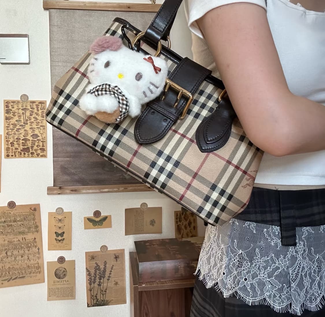00s Burberry 버버리 프로섬 클래식 체크 레더 트리밍 토트백 상품이미지2