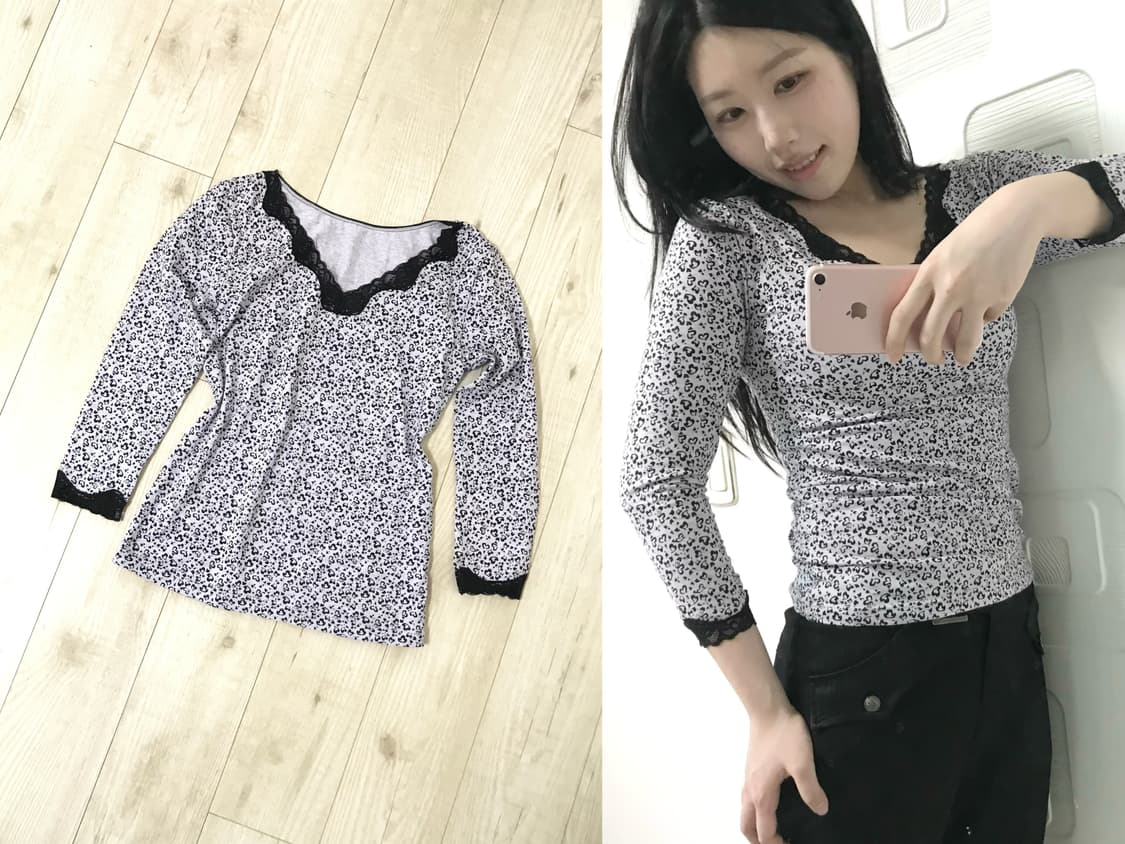 heart lace light purple T jpn 상품이미지1