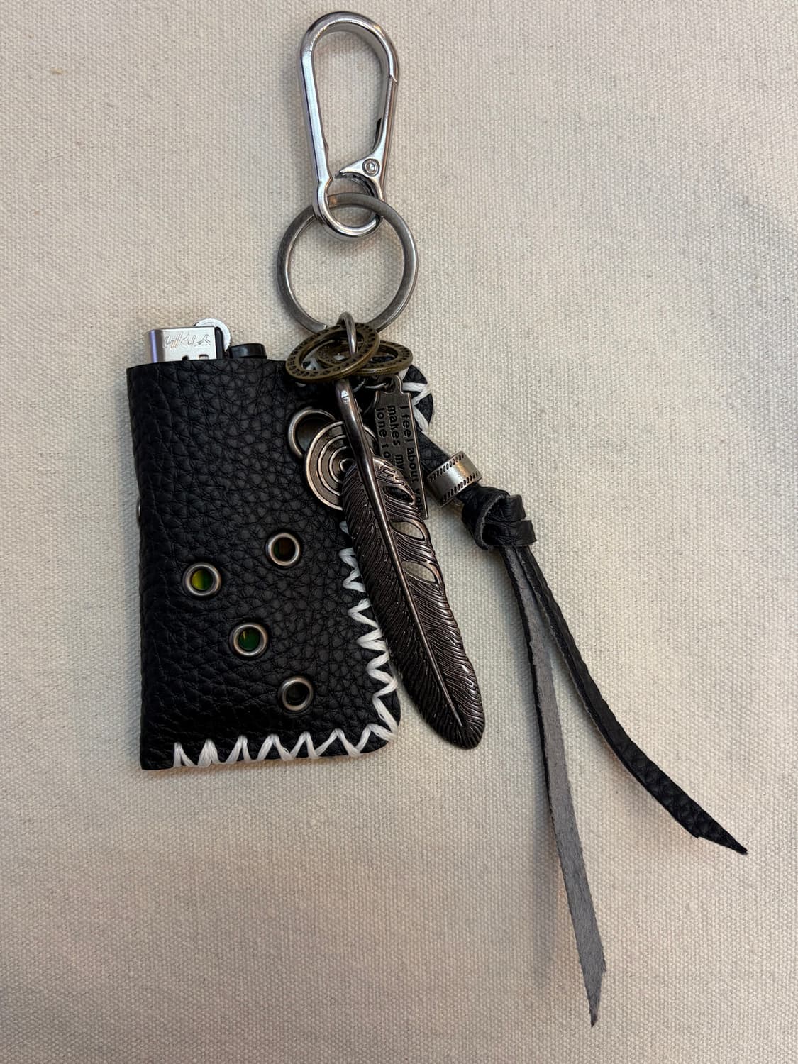 Feather Edge – 블랙가죽 라이터케이스 키링 상품이미지2