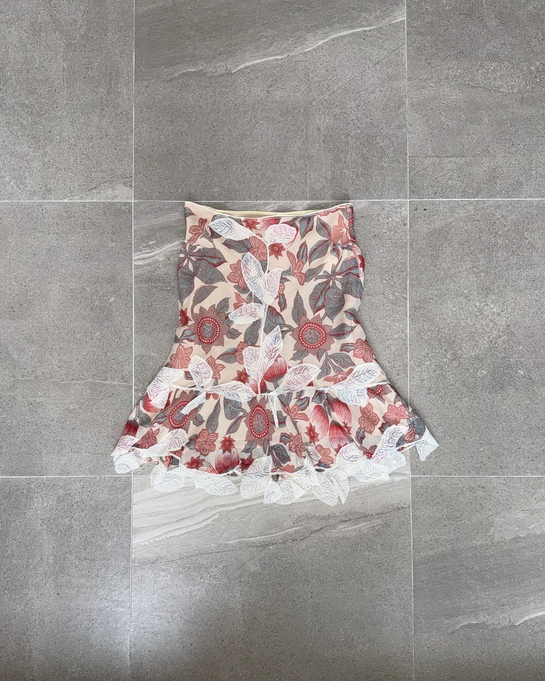 PAOLA FRANI coral floral lace silk skirt 상품이미지1