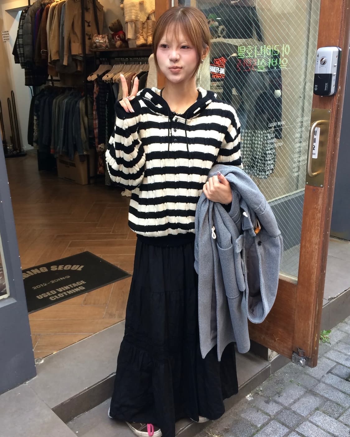 🩶 그레이 롱 후드 코트 코디 🩶  상품이미지3