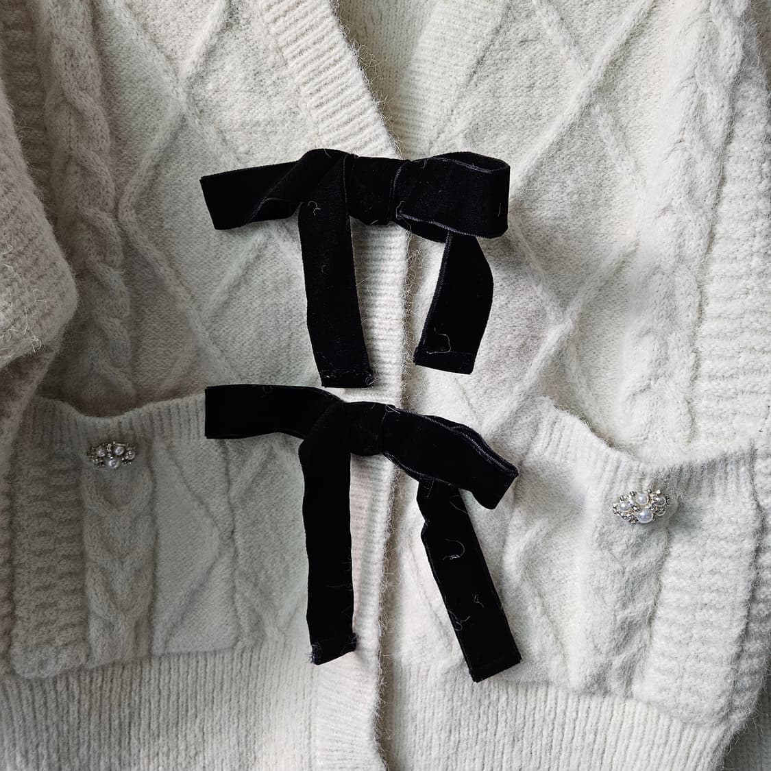 마리끌레르 울 리본 가디건 55 상품이미지2