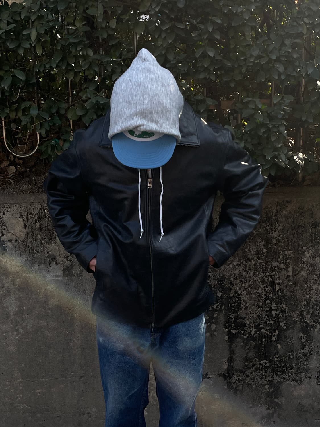  9-00s Old GAP Black Leather Full zip 상품이미지3