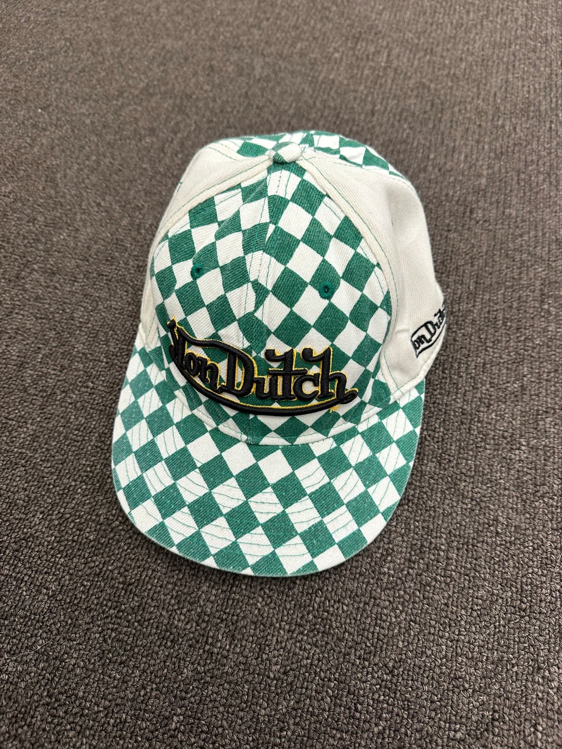 본더치 빈티지 그린 체커보드 스냅백 상품이미지1
