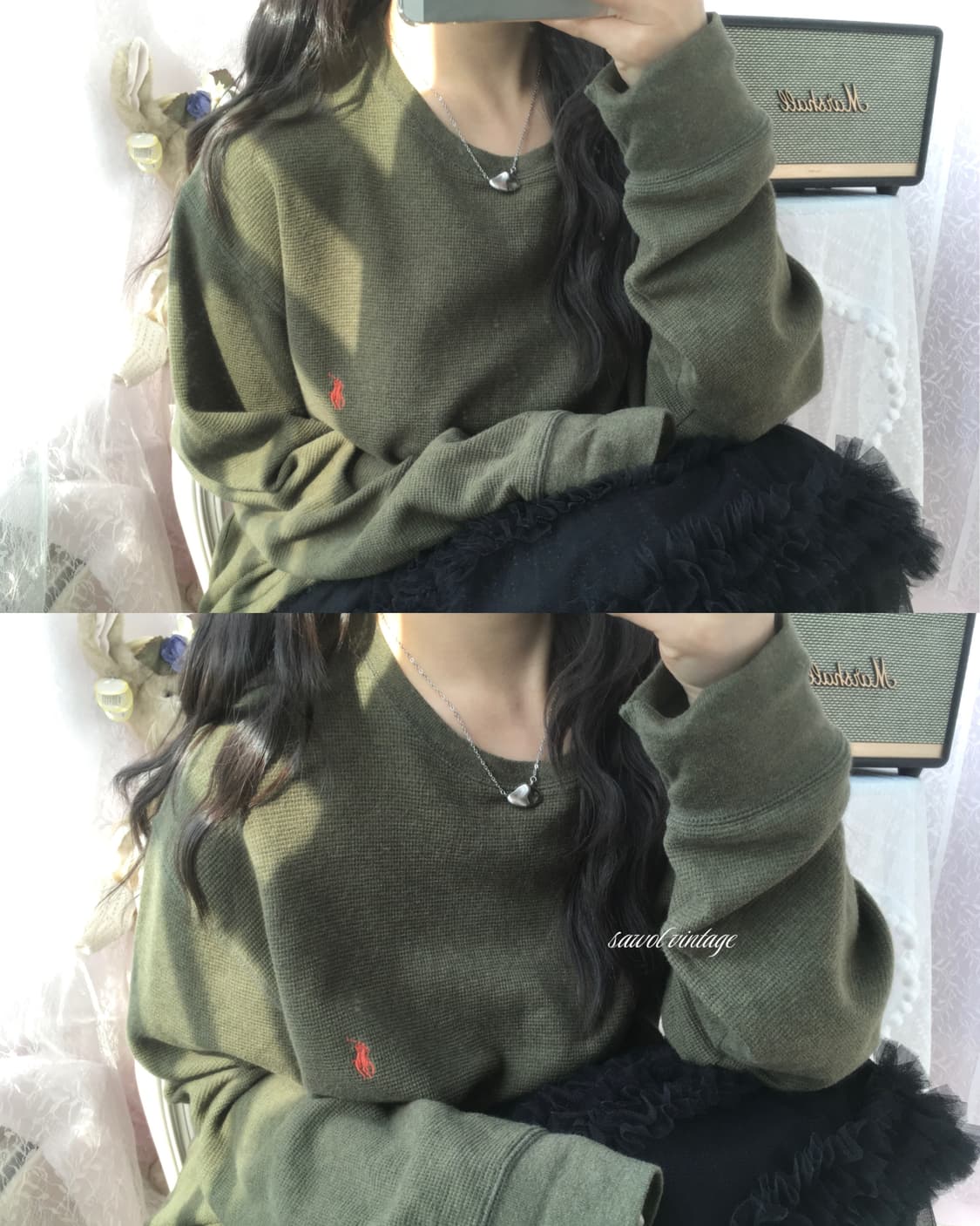 Polo khaki waffle long sleeve 상품이미지1