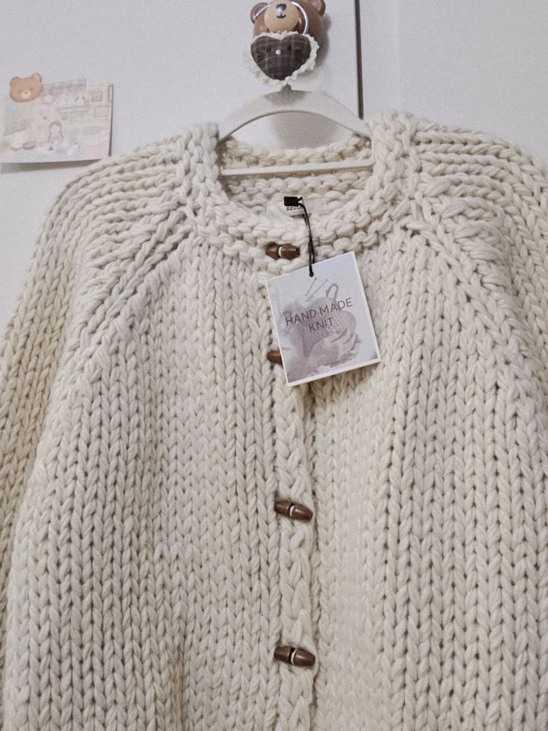 [새상품] 아이보리 핸드메이드 니트 가디건 스웨터 상품이미지8