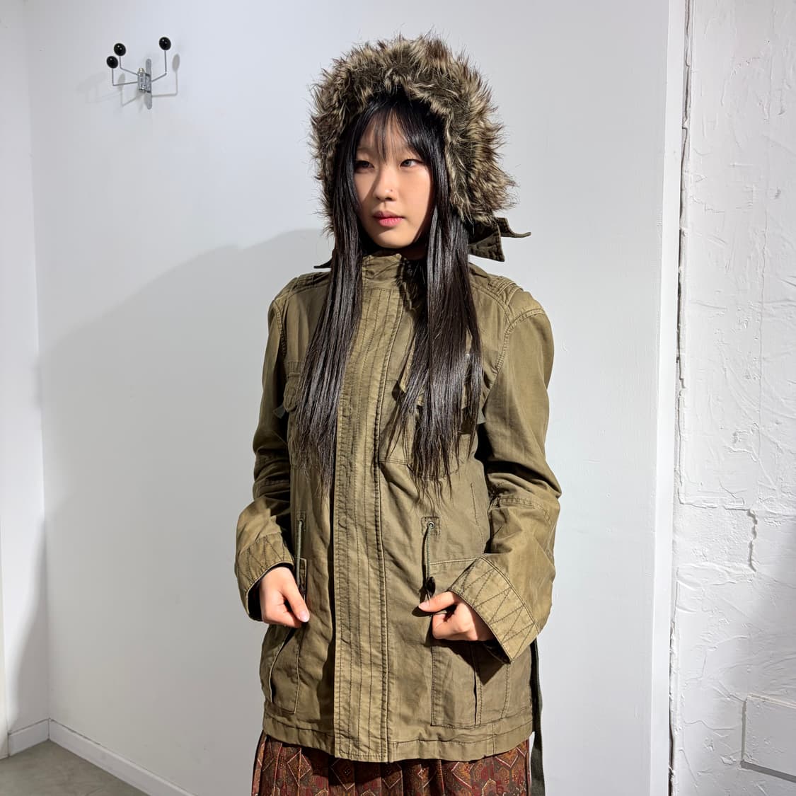 PPFM 카키 퍼 후드 야상 자켓 상품이미지1