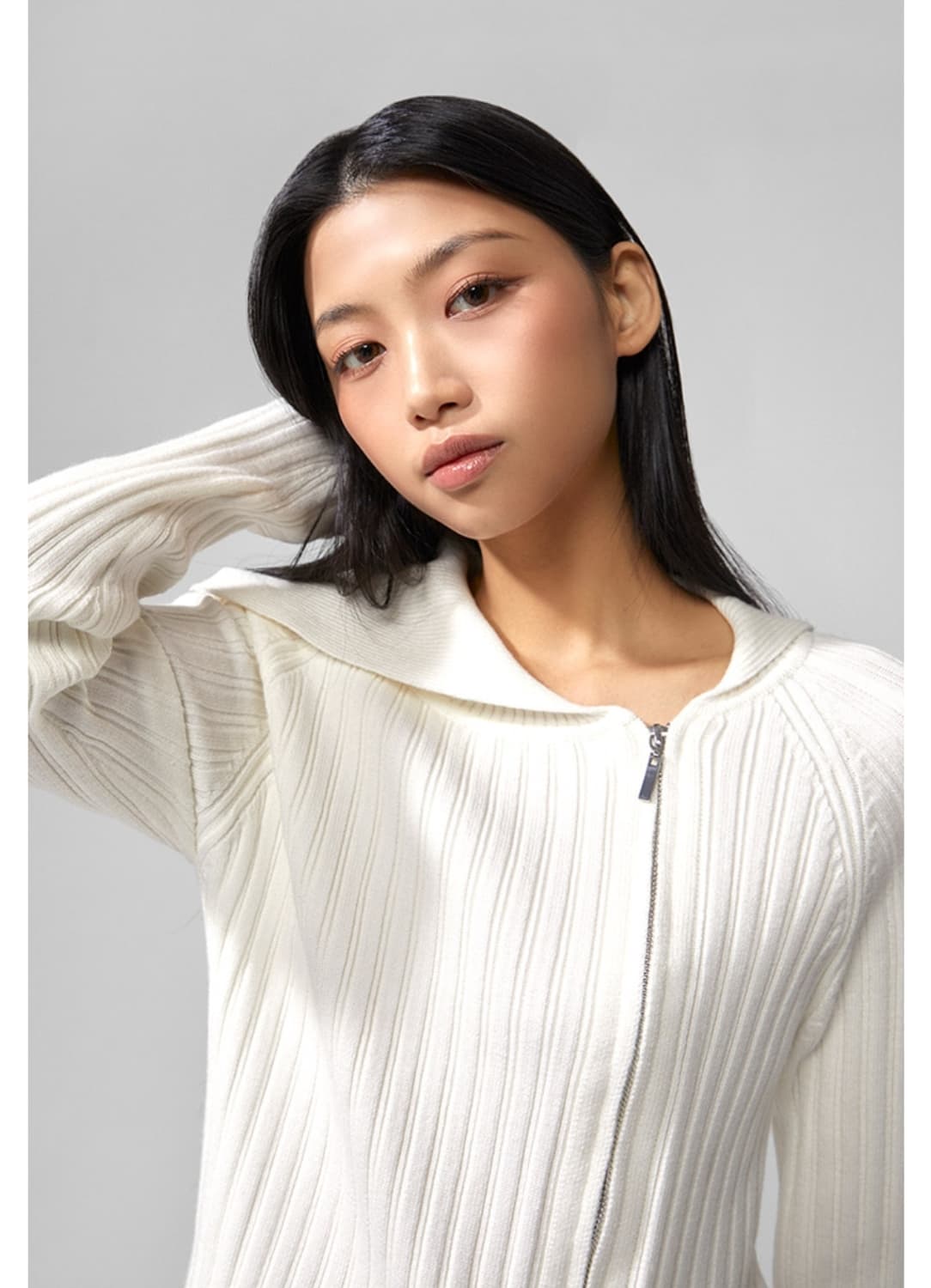 택있는새옷)미쏘 집업니트&가디건 블랙m 상품이미지3