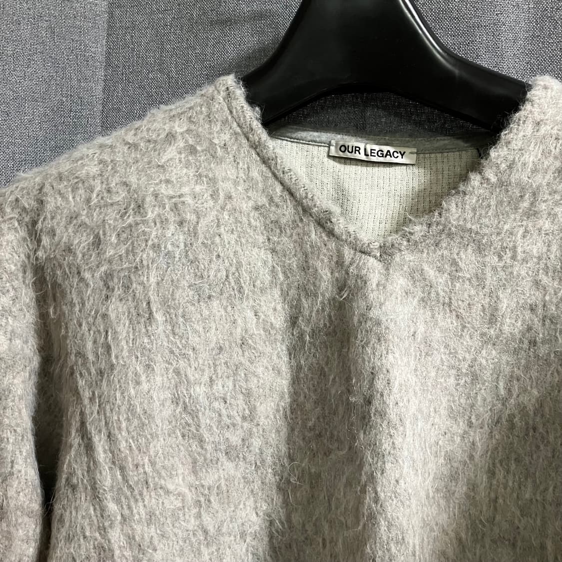 [48] 아워레가시 더블락 스웨터 알파카 그레이 브이넥 상품이미지2