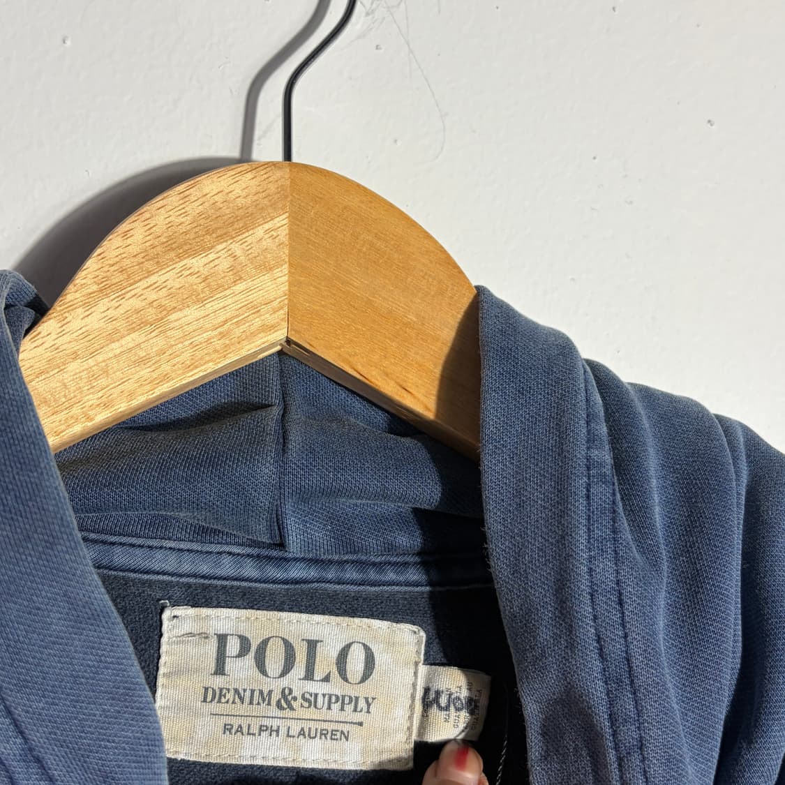 폴로 스티치 빈티지 블루 후드집업 (무료배송) 상품이미지3