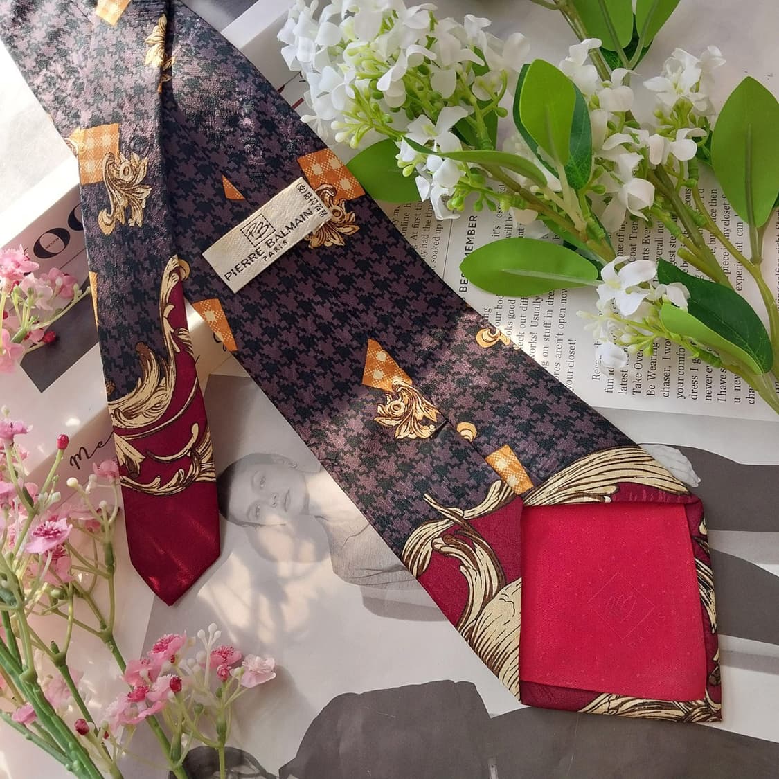 피에르 발망 실크 브라운 패턴 넥타이 9.4cm A등급 K2002
 상품이미지5