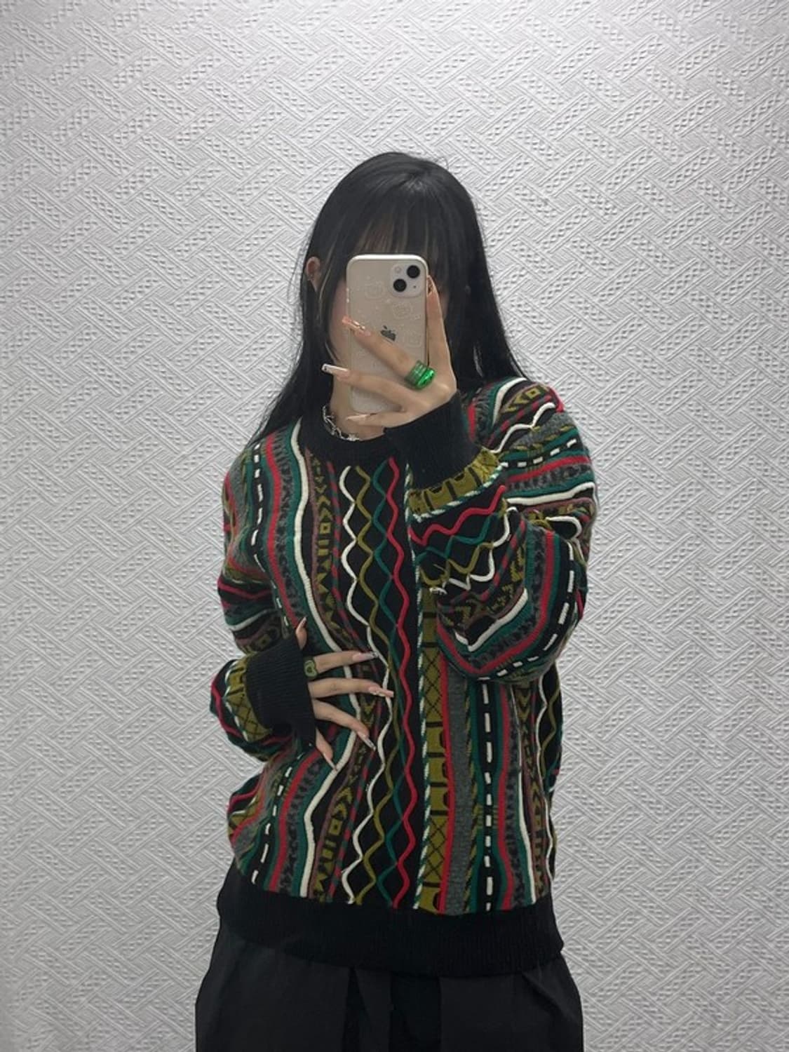 VIESTENI 일본 빈티지 보헤미안 멀티패턴 니트 M C08173 상품이미지2