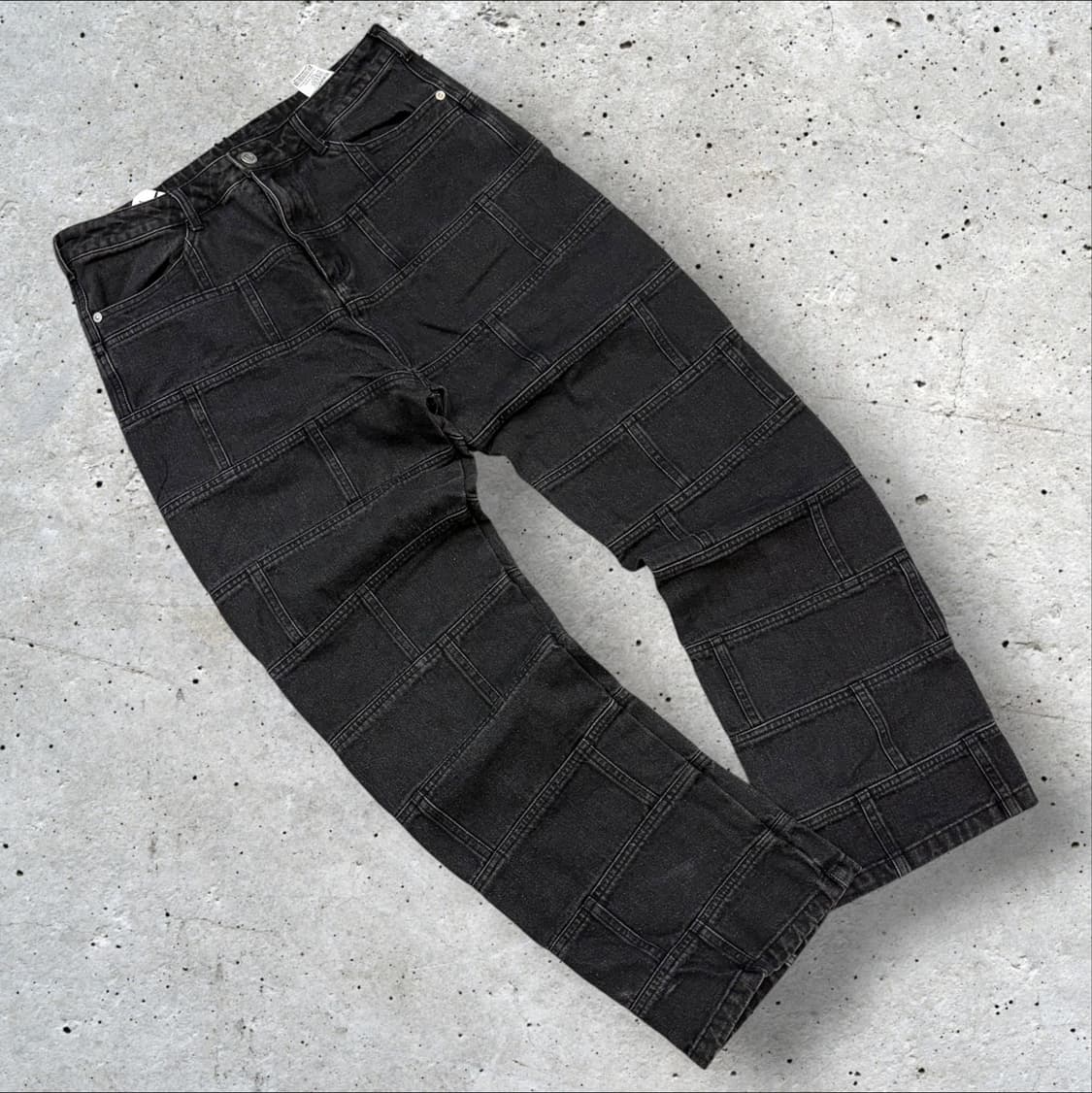 [L] 노매뉴얼 블럭 블랙 패치워크 데님 팬츠 D898 상품이미지2