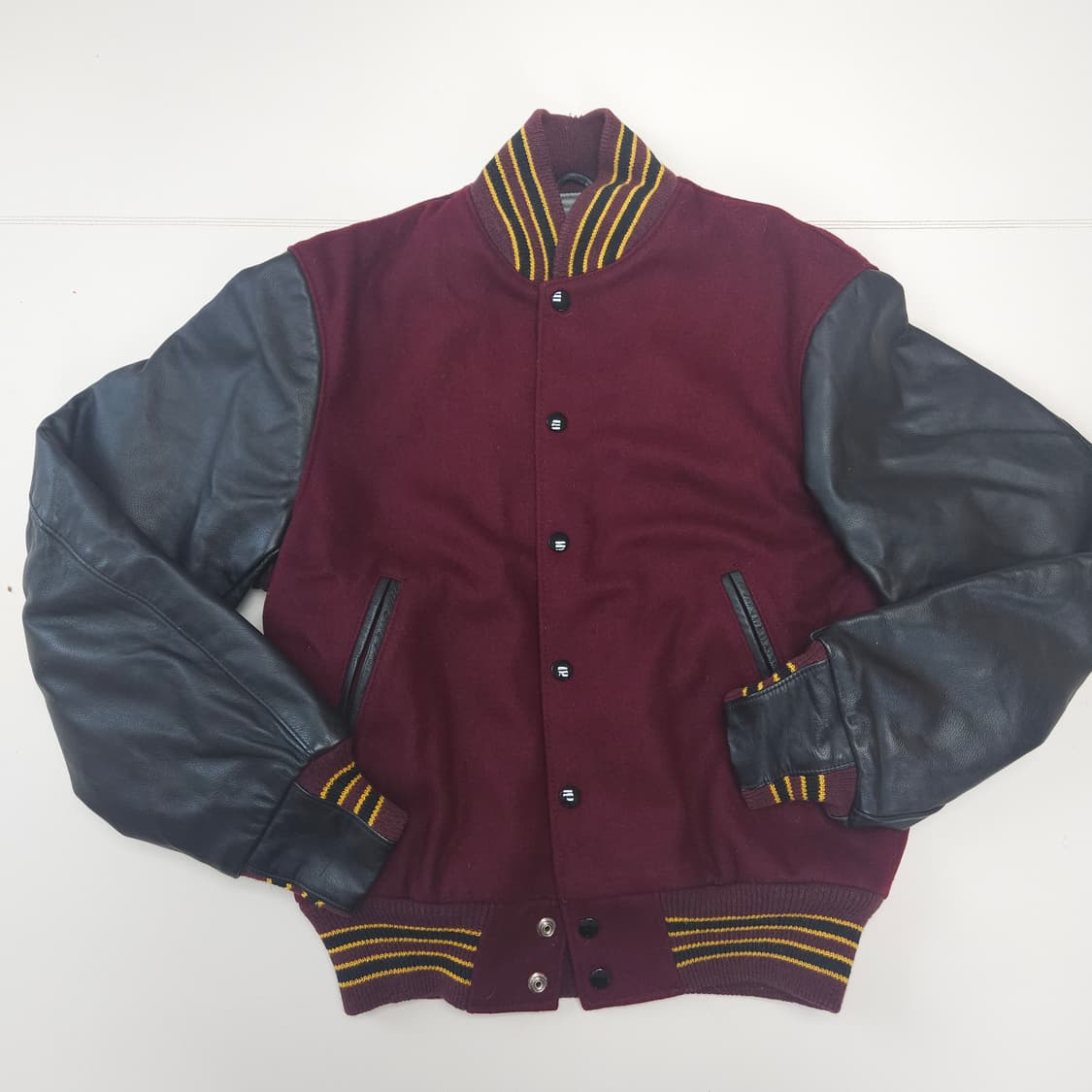 (무료배송) 96년제 골든베어 빈티지 바시티 자켓 / 블랙+버건디 / s 상품이미지3