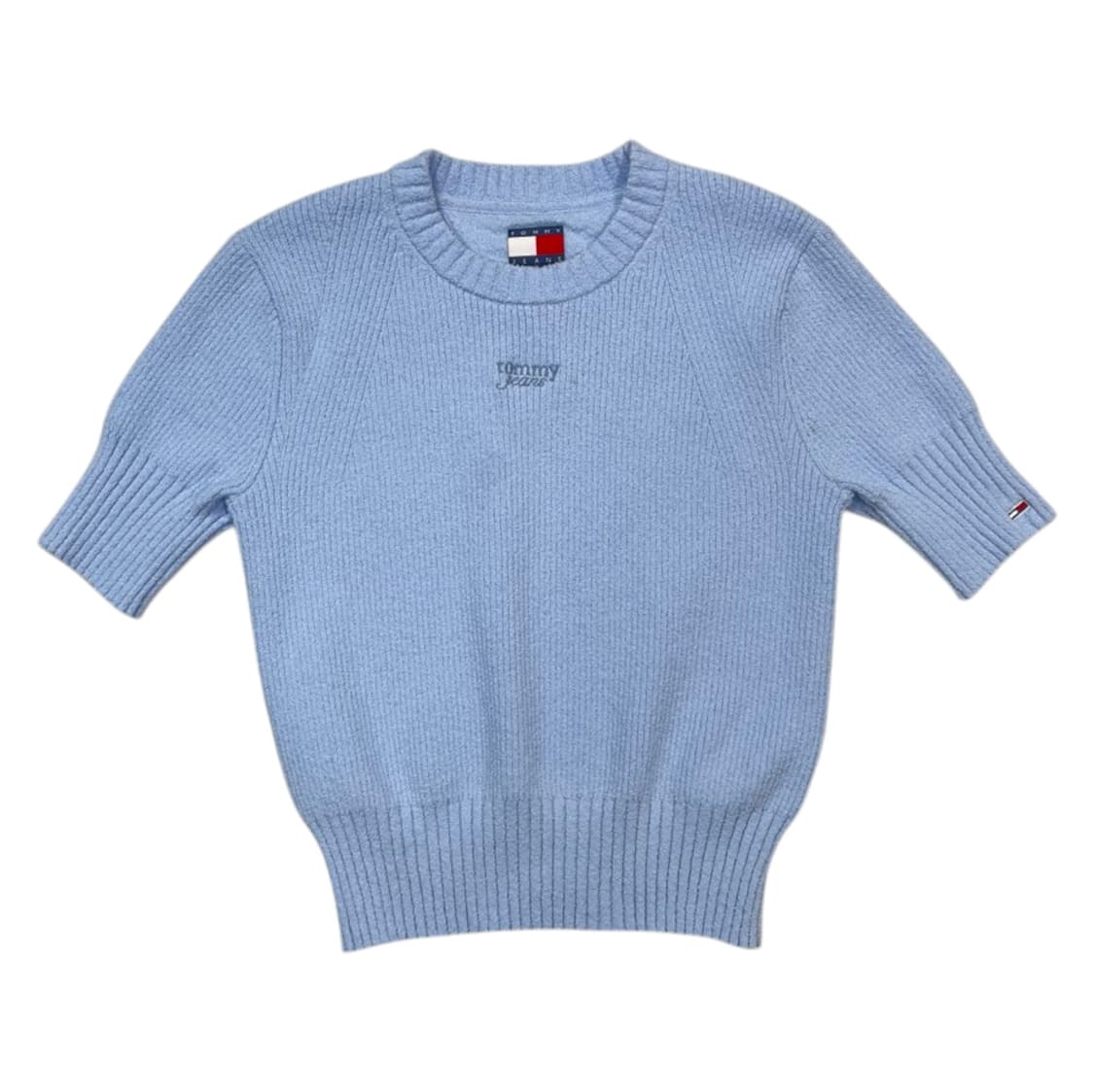 타미진스 Tommy jeans 스카이블루 부클 반팔 니트 XS 상품이미지2