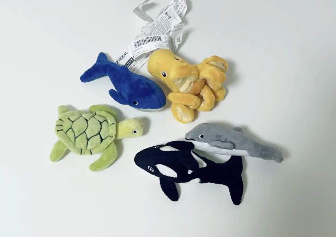 이케아 해양동물 미니 인형 세트 범고래 상어 문어 거북이 자라 상품이미지1