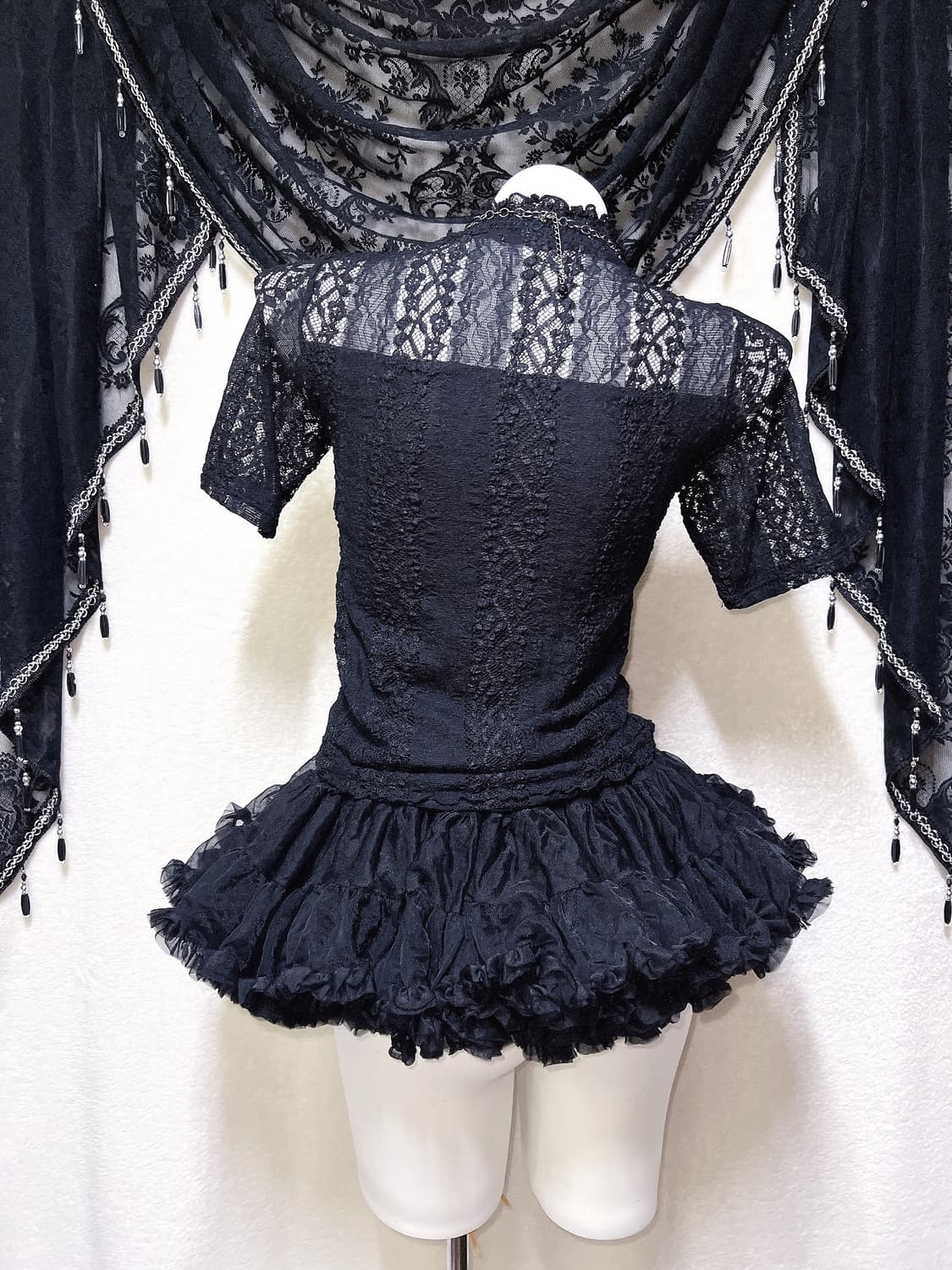 로맨틱고딕 고스로리 펑크 레이스 시스루 반팔탑 오네갸루 아게하 미사 세라 상품이미지7