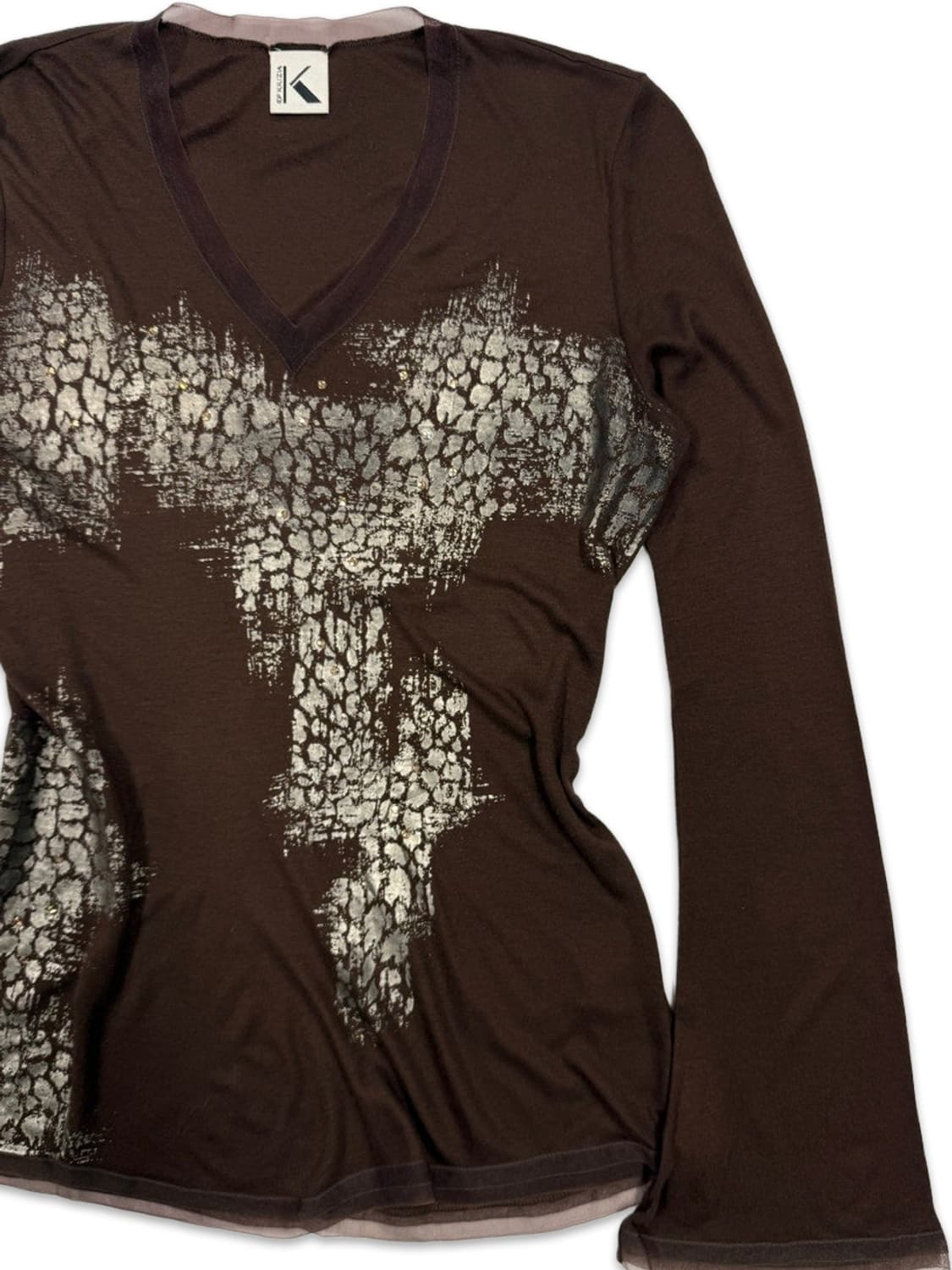 빈티지 EVEX by KRIZIA 브라운 긴팔티 상품이미지2