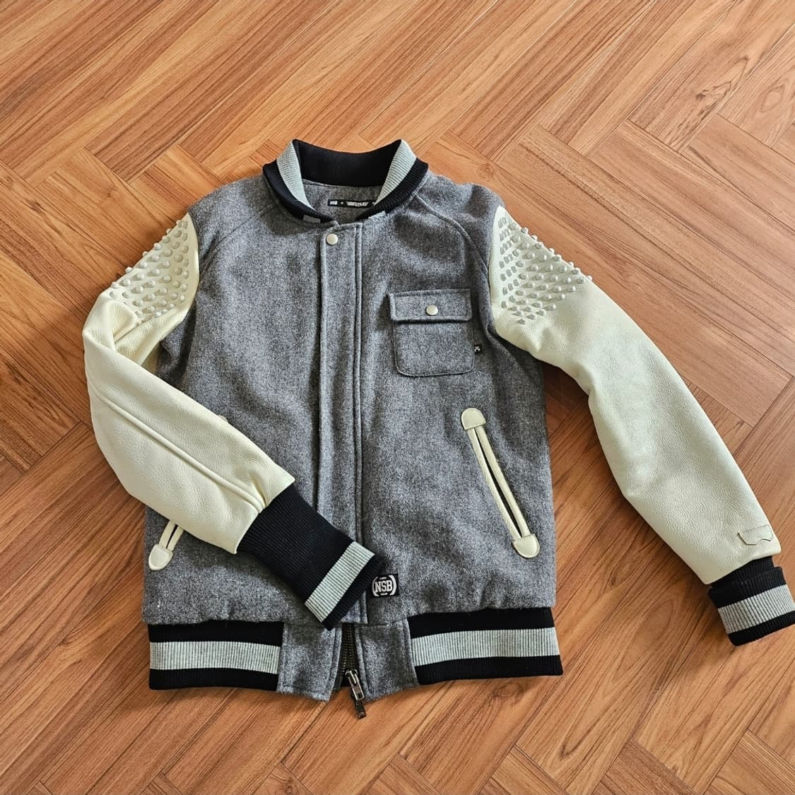 NSB 새서울소년단 울 소가죽 바시티 야구점퍼 바이크자켓 상품이미지1