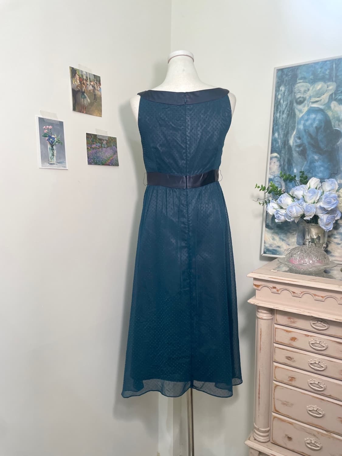 bluegreen dot summer chiffon opc(size-M) 상품이미지3