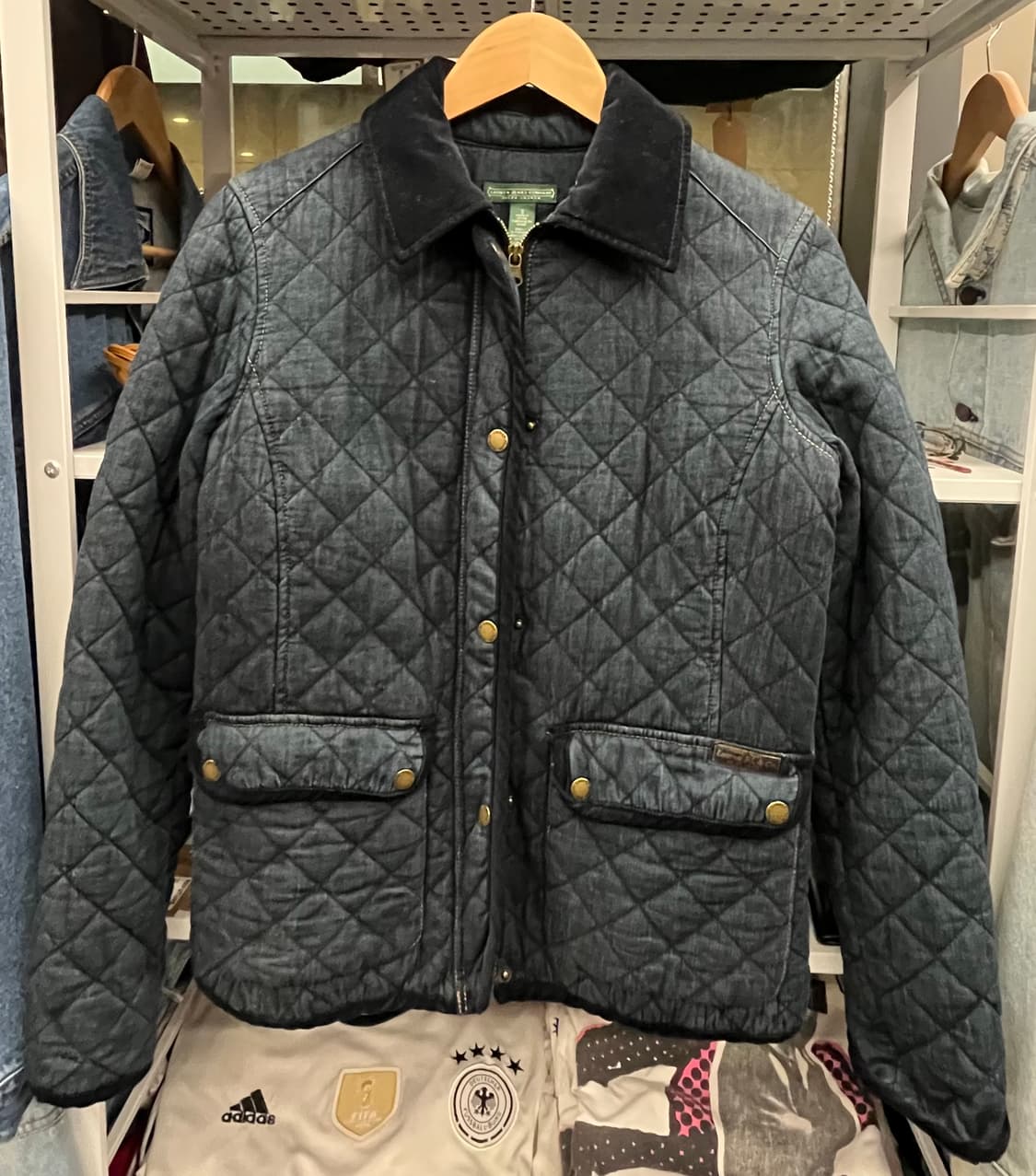 로렌 랄프로렌 퀼팅 자켓 데님 블랙 상품이미지1