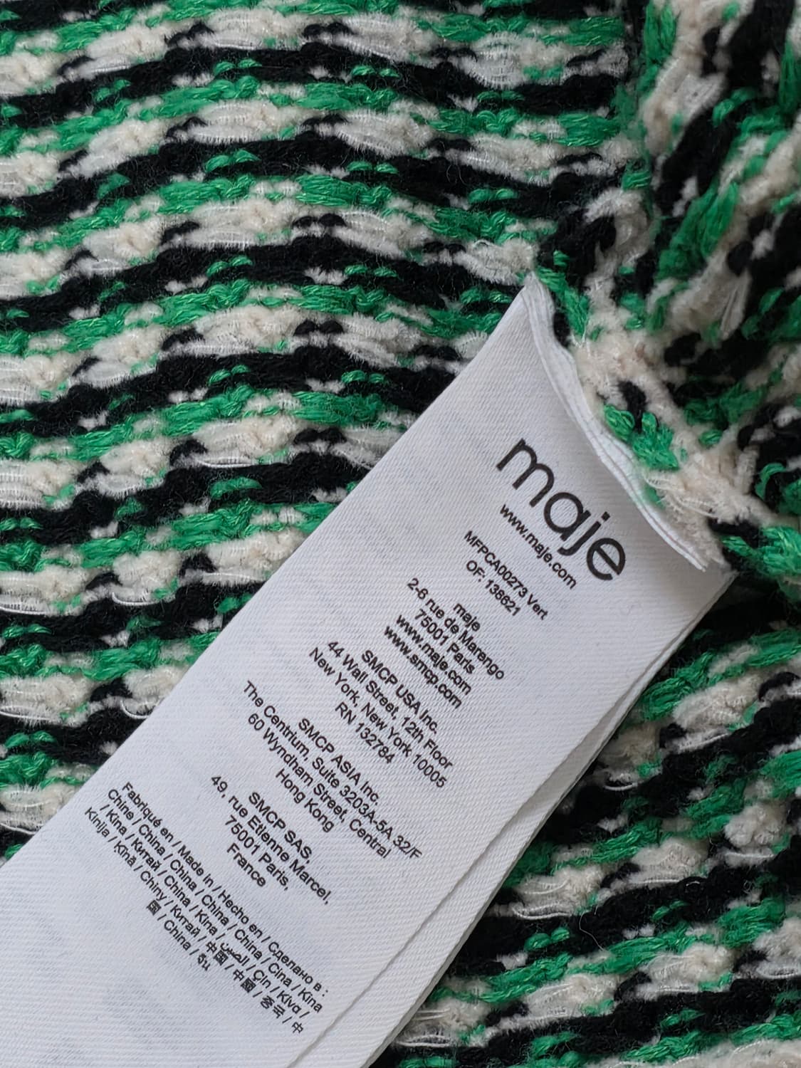 MAJE 마쥬 그린블랙 체크 니트 가디건 자켓 상품이미지3