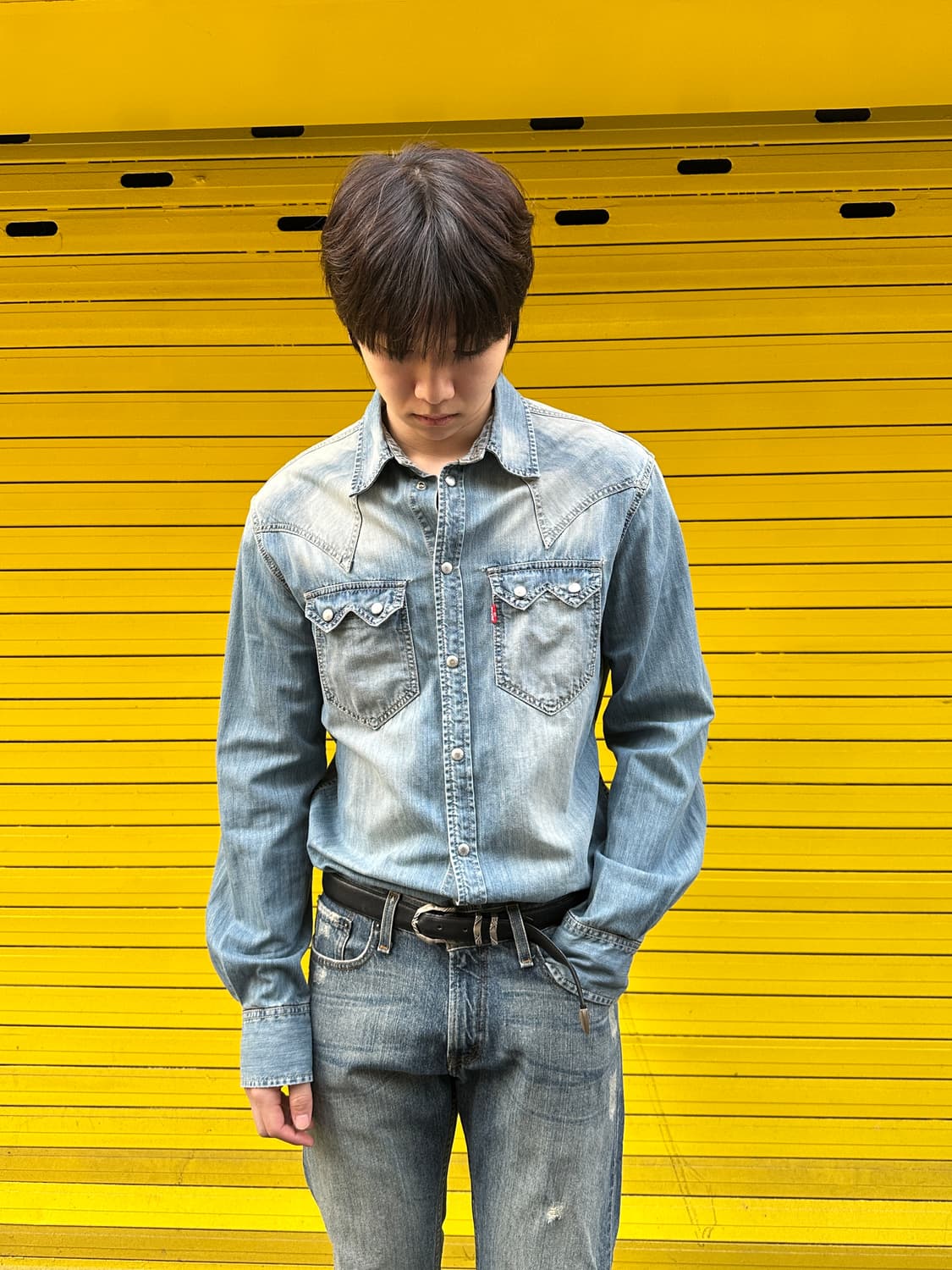 리바이스 빈티지 워싱 데님 웨스턴셔츠 상품이미지2