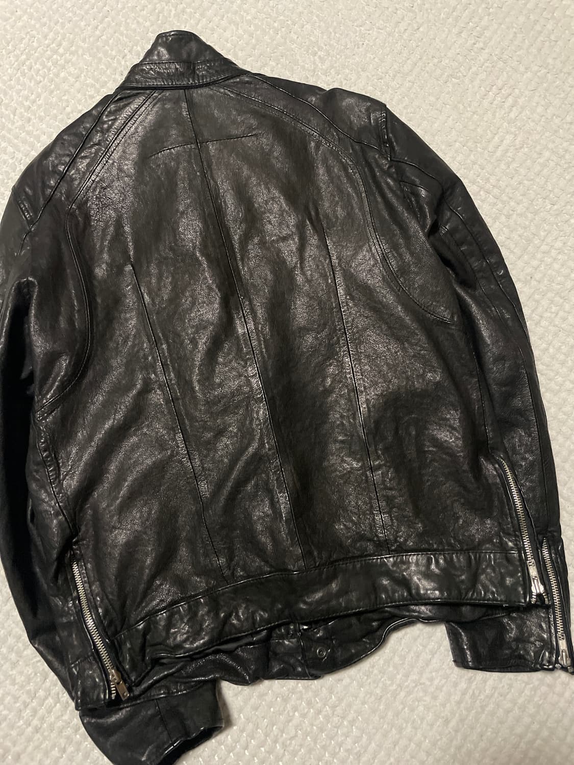 광희시장 웨스턴 무드 램스킨 양가죽 절개 레더 자켓 상품이미지9