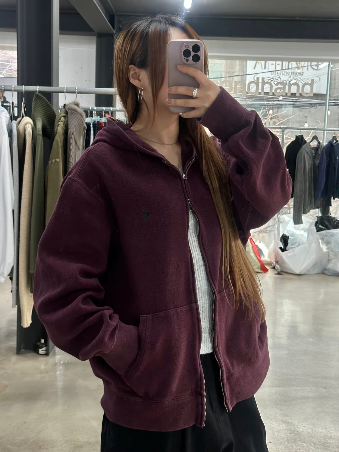 폴로랄프로렌 투웨이 후드집업 버건디 상품이미지1