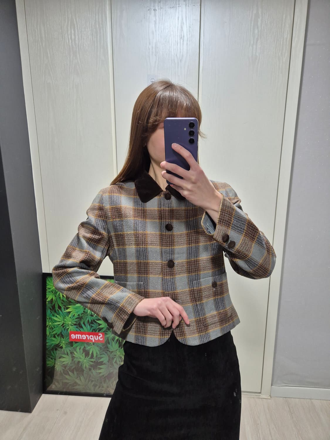 조스포츠 체크 카라벨벳 자켓 브라운 상품이미지8