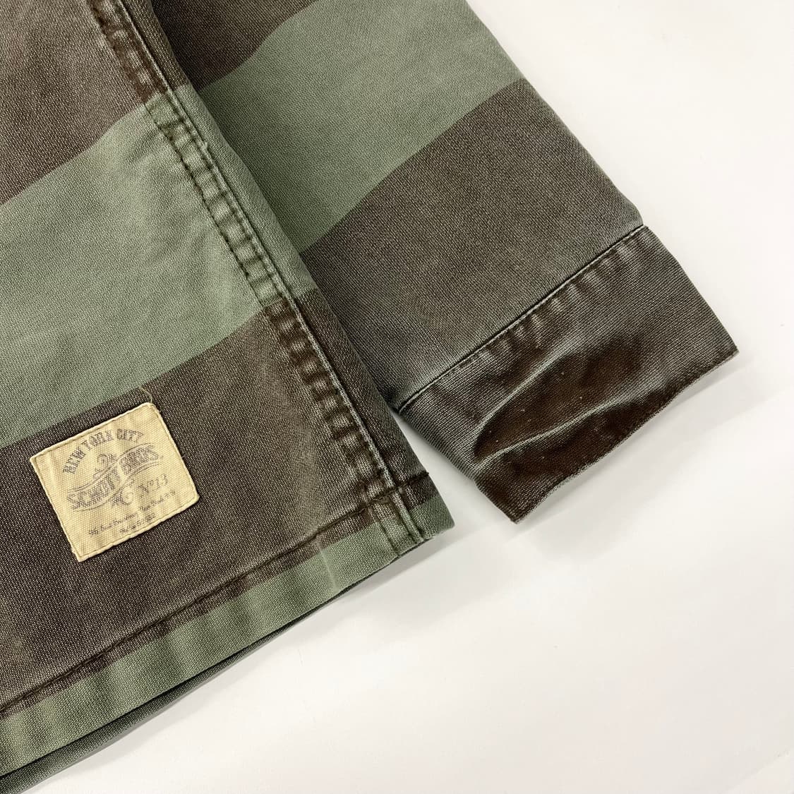 Schott 쇼트 카키 스트라이프 코튼 자켓 상품이미지3