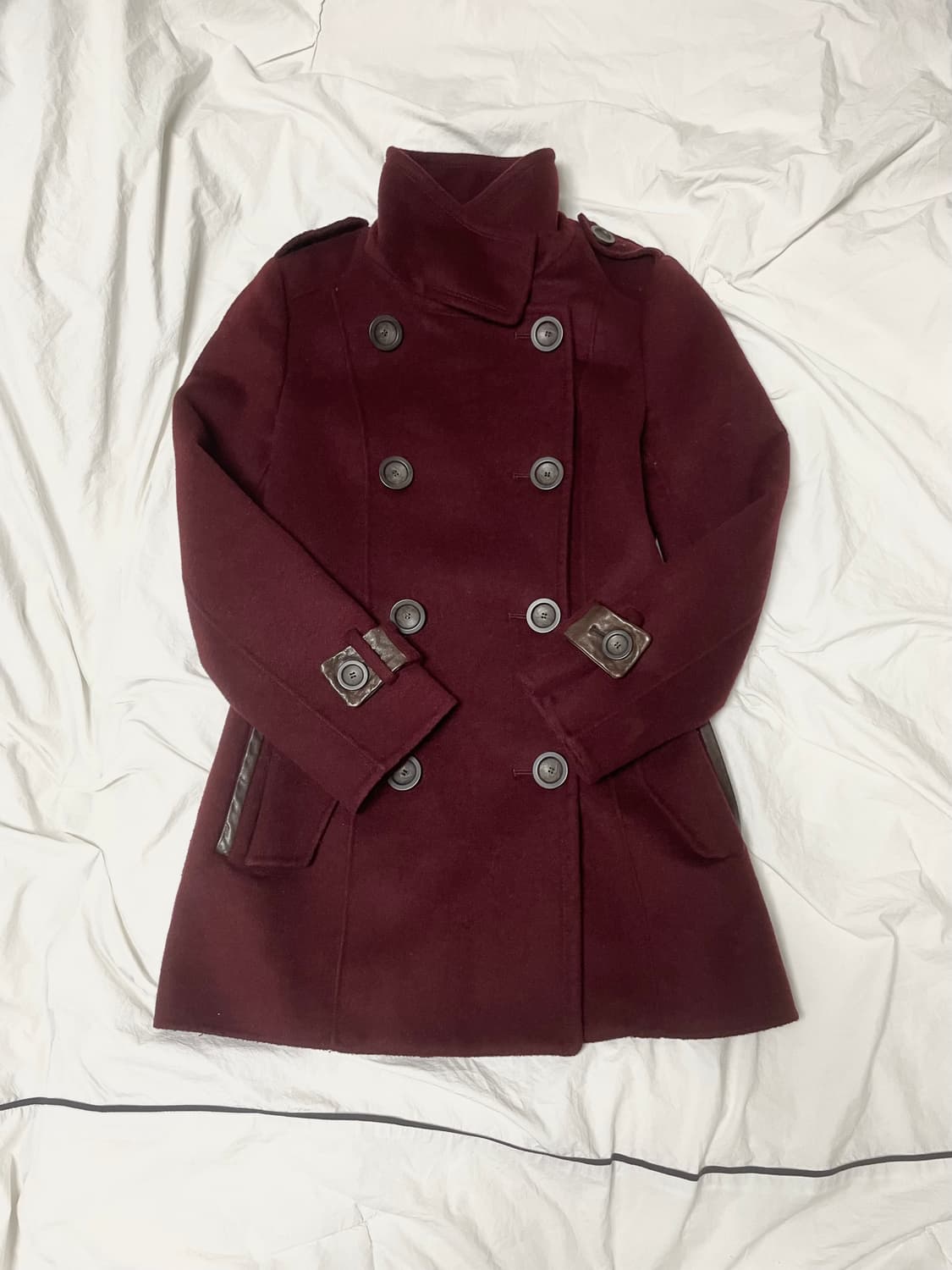 빈티지 모리걸 하구미 버건디 숏코트 상품이미지2