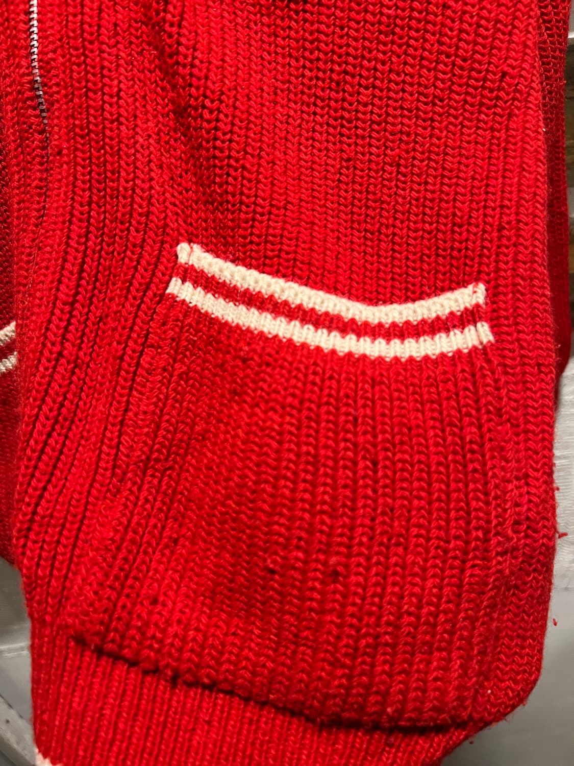 [L]6~70's 스페인제 레드 울 집업 가디건 상품이미지4