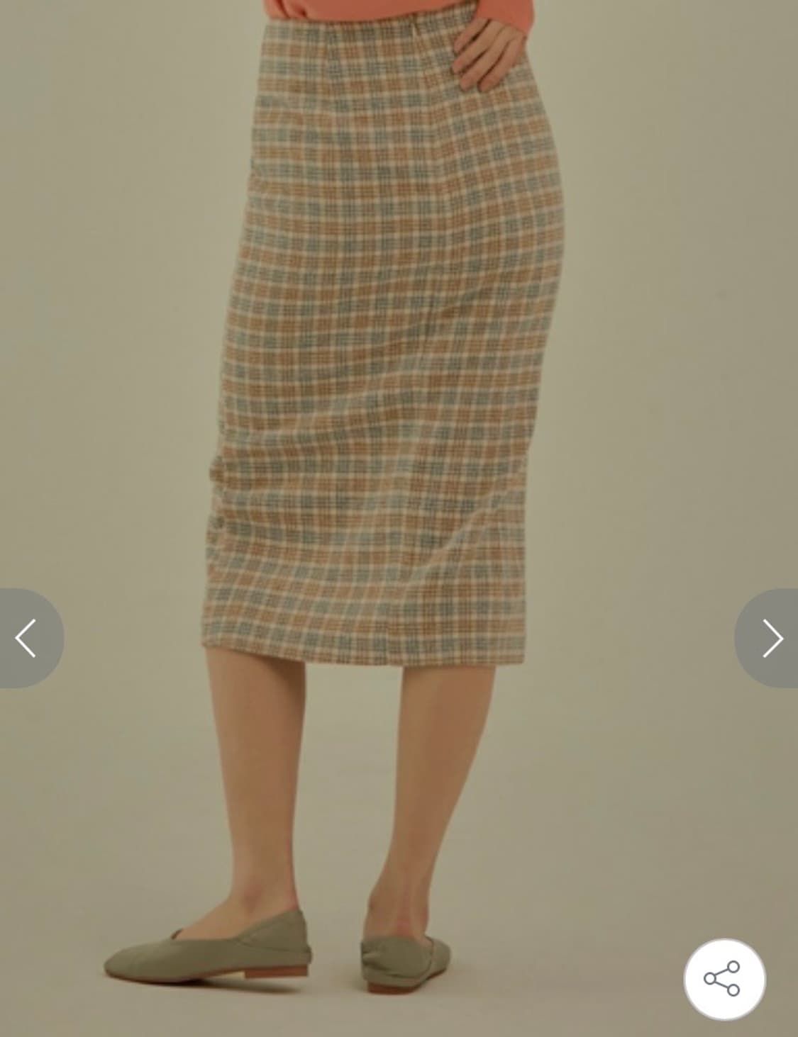 (택ㅇ)mixxo 미쏘 체크 미디 스커트💚🧡 상품이미지2