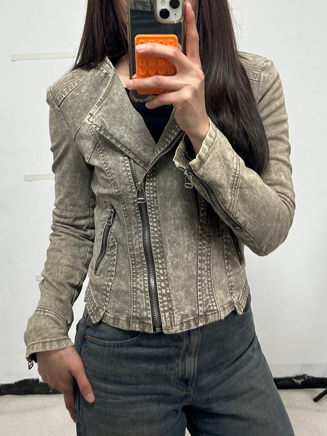 보브(VOV) 빈티지 타이다이 데님 라이더 자켓 상품이미지1