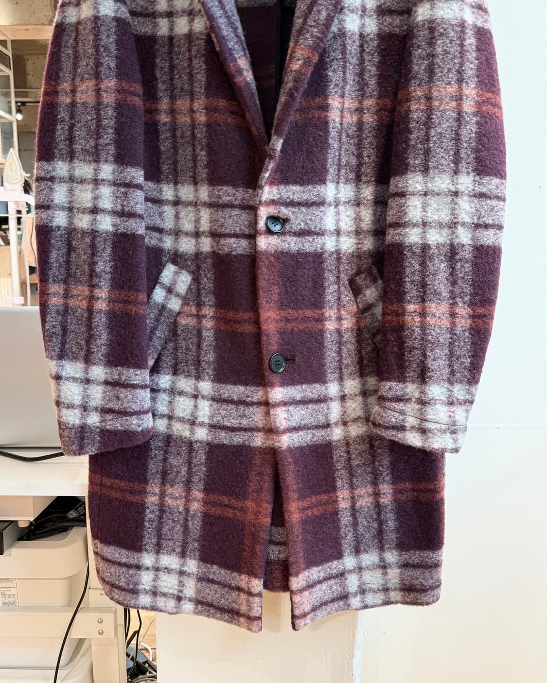 데이비드 나만 퍼플 체크 패턴 라나버진 울 자켓  상품이미지6